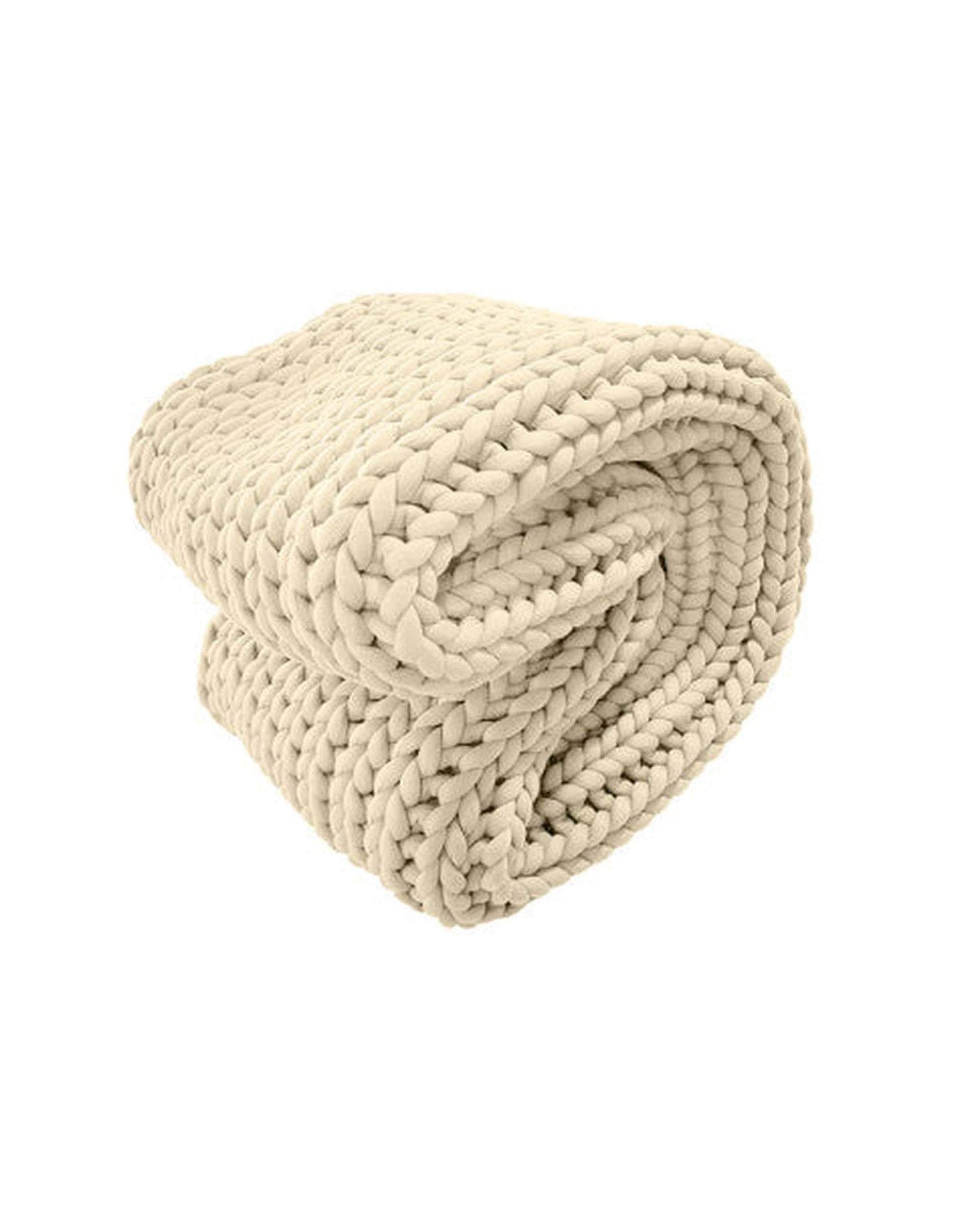 Royal Comfort Blanket Royal Comfort Chunky Hand Knit Thick Weighted Blanket 6.3KG 203cm x 153cm - Cream