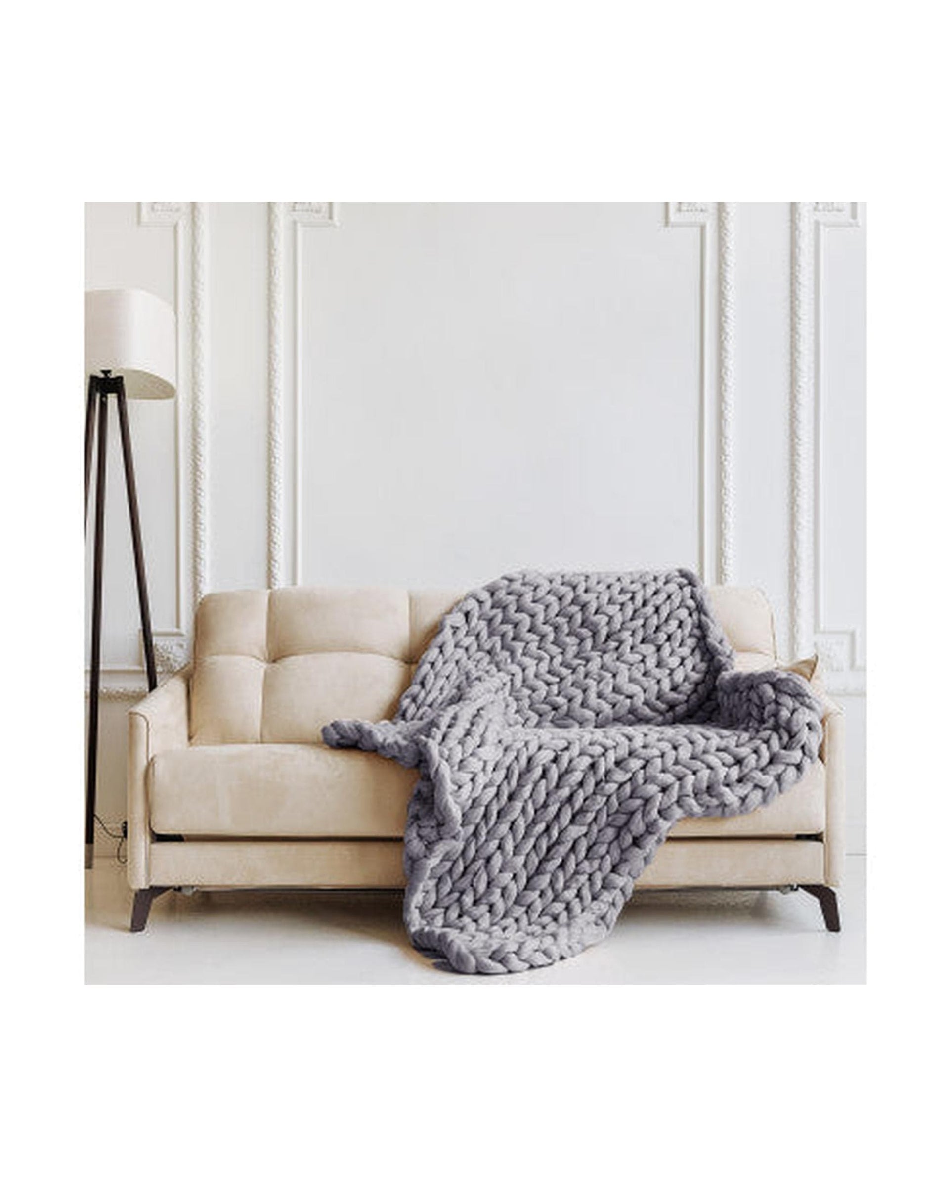 Royal Comfort Blanket Royal Comfort Chunky Hand Knit Thick Weighted Blanket 6.3KG 203cm x 153cm - Grey
