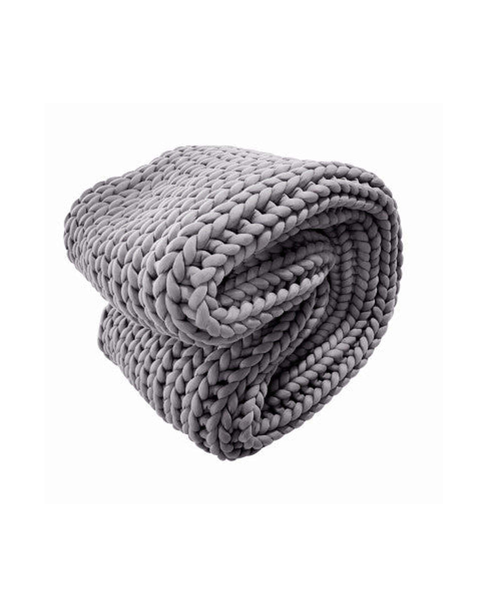 Royal Comfort Blanket Royal Comfort Chunky Hand Knit Thick Weighted Blanket 6.3KG 203cm x 153cm - Grey