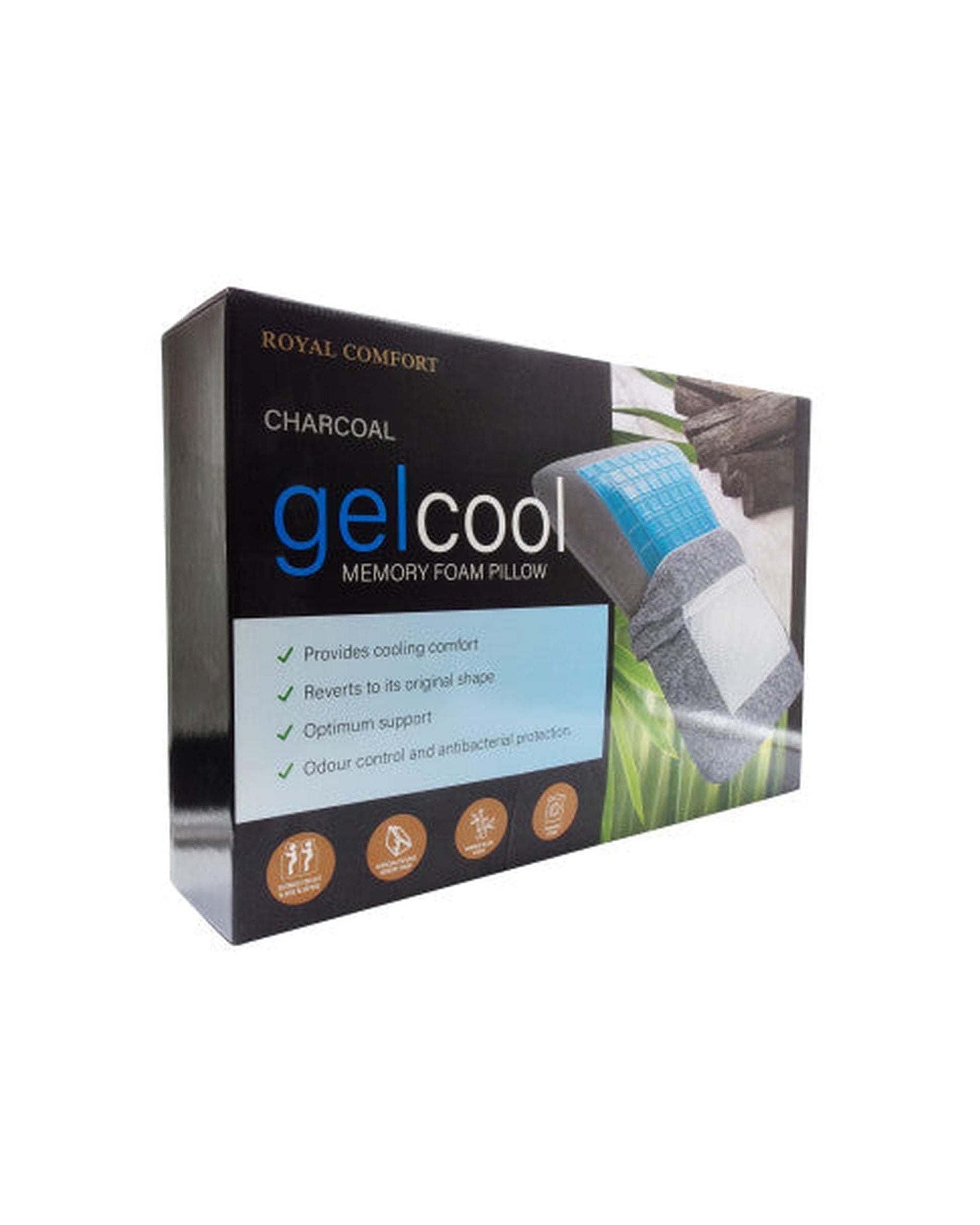 Royal Comfort Pillows/Cushions Royal Comfort Cool Gel Charcoal Infused High Density Memory Foam Pillow 40 x 60 cm Charcoal, Blue