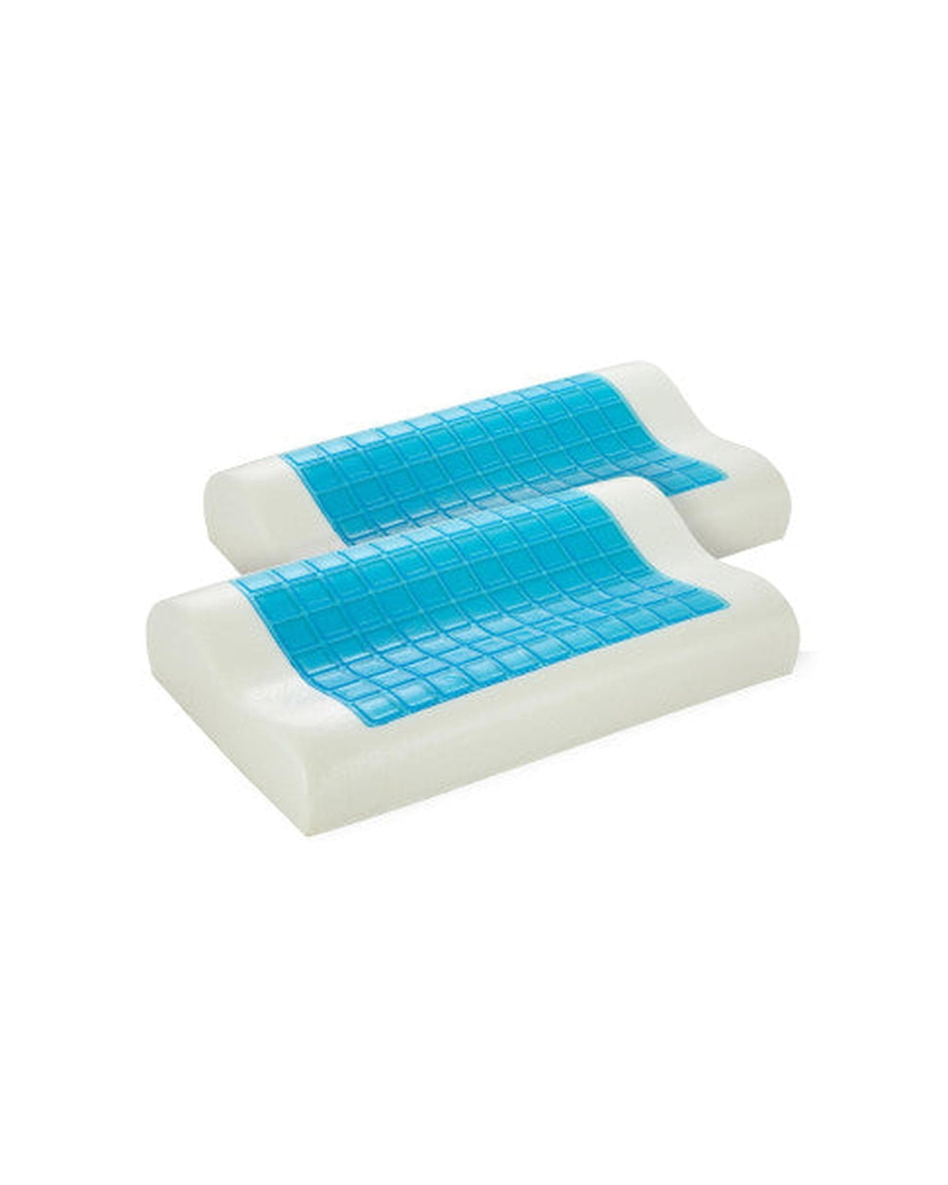 Royal Comfort Pillows/Cushions Royal Comfort Cooling Gel Contour High Density Memory Foam Pillow Twin Pack 30 x 50 cm White, Blue
