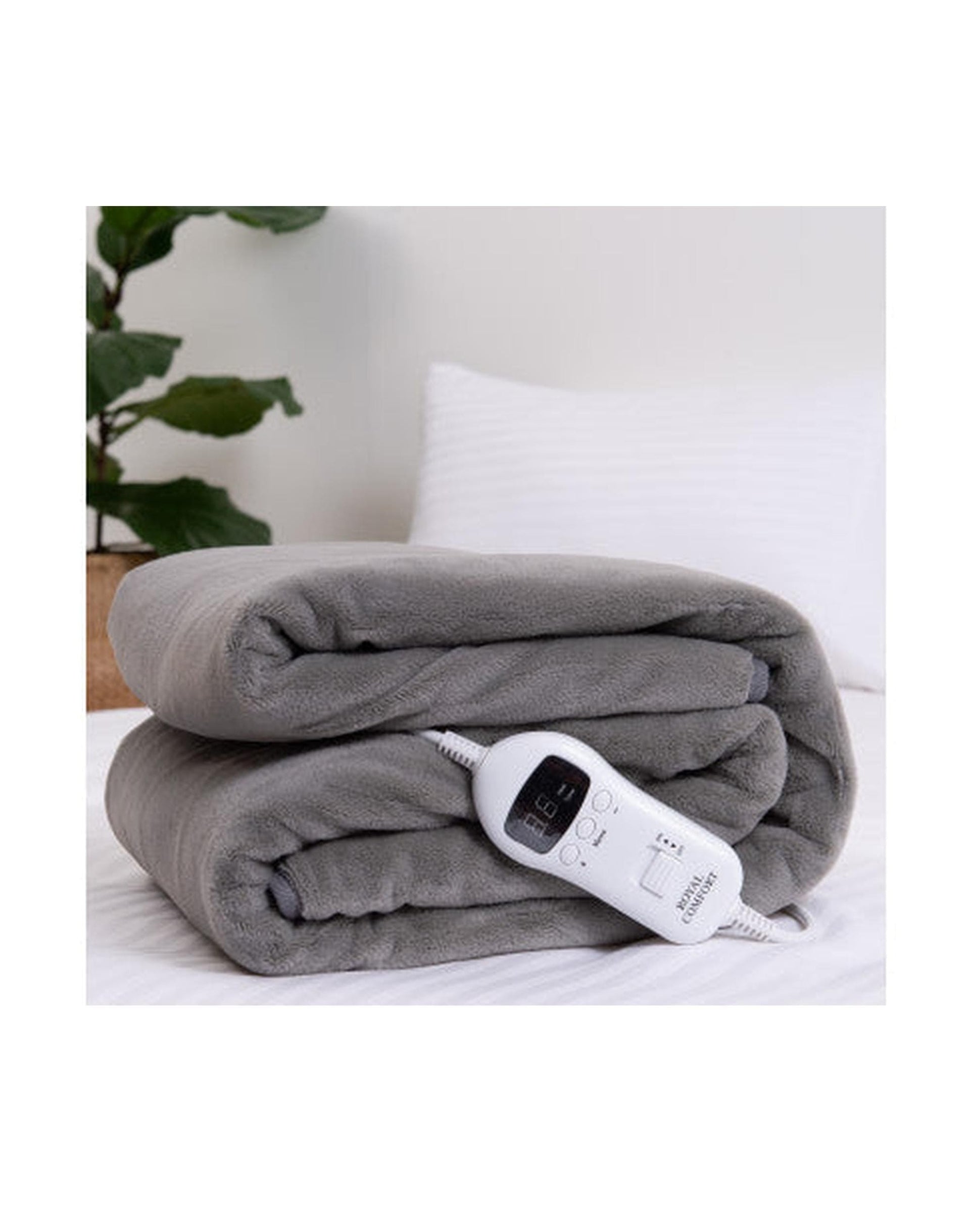 Royal Comfort Electric Blanket Royal Comfort Heated Faux Fur Throw Fleece Electric Blanket Double-Sided - Grey