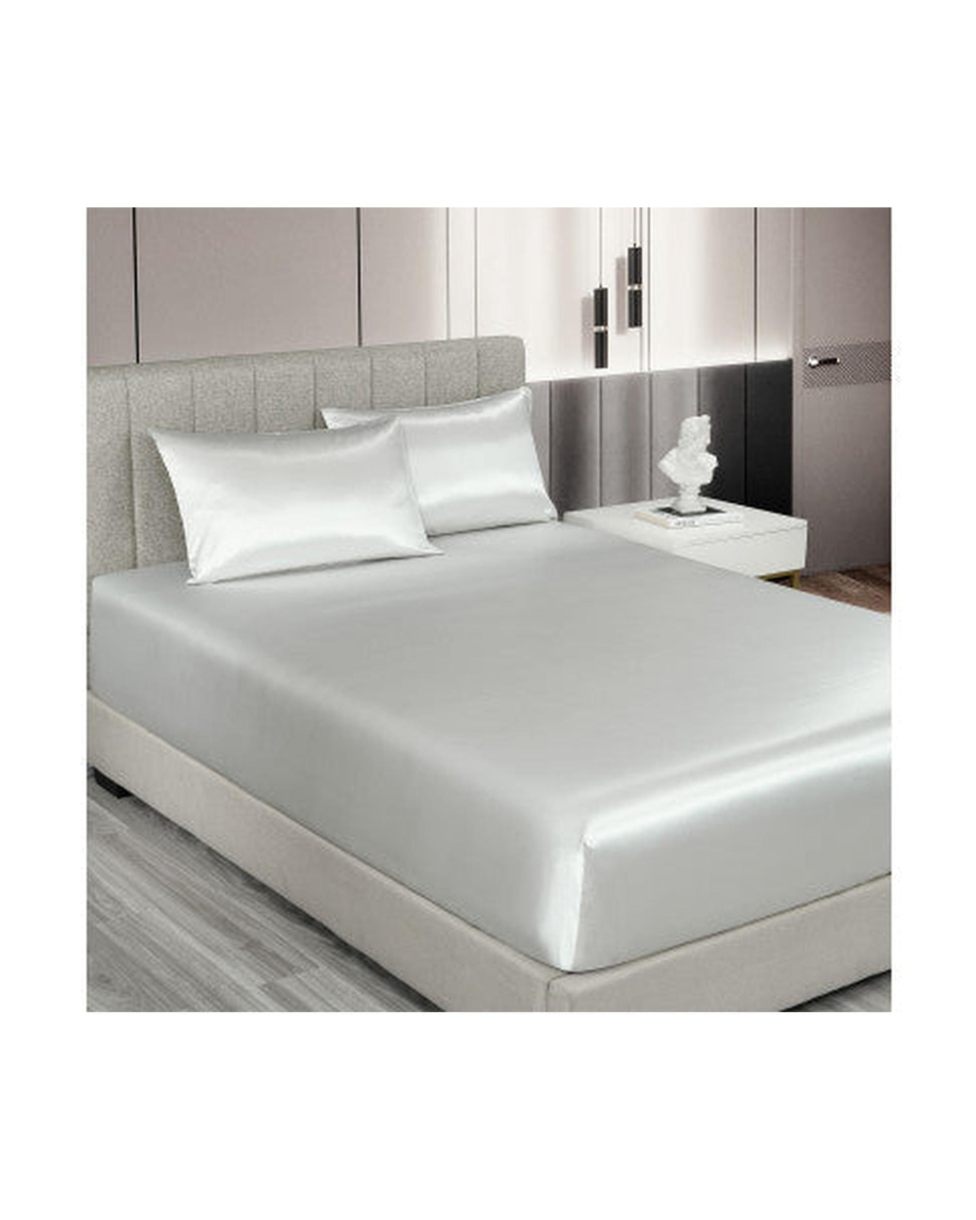 Royal Comfort Bed Sheets Royal Comfort Satin Sheet Set 3 Piece Fitted Flat Sheet Pillowcases - Silver