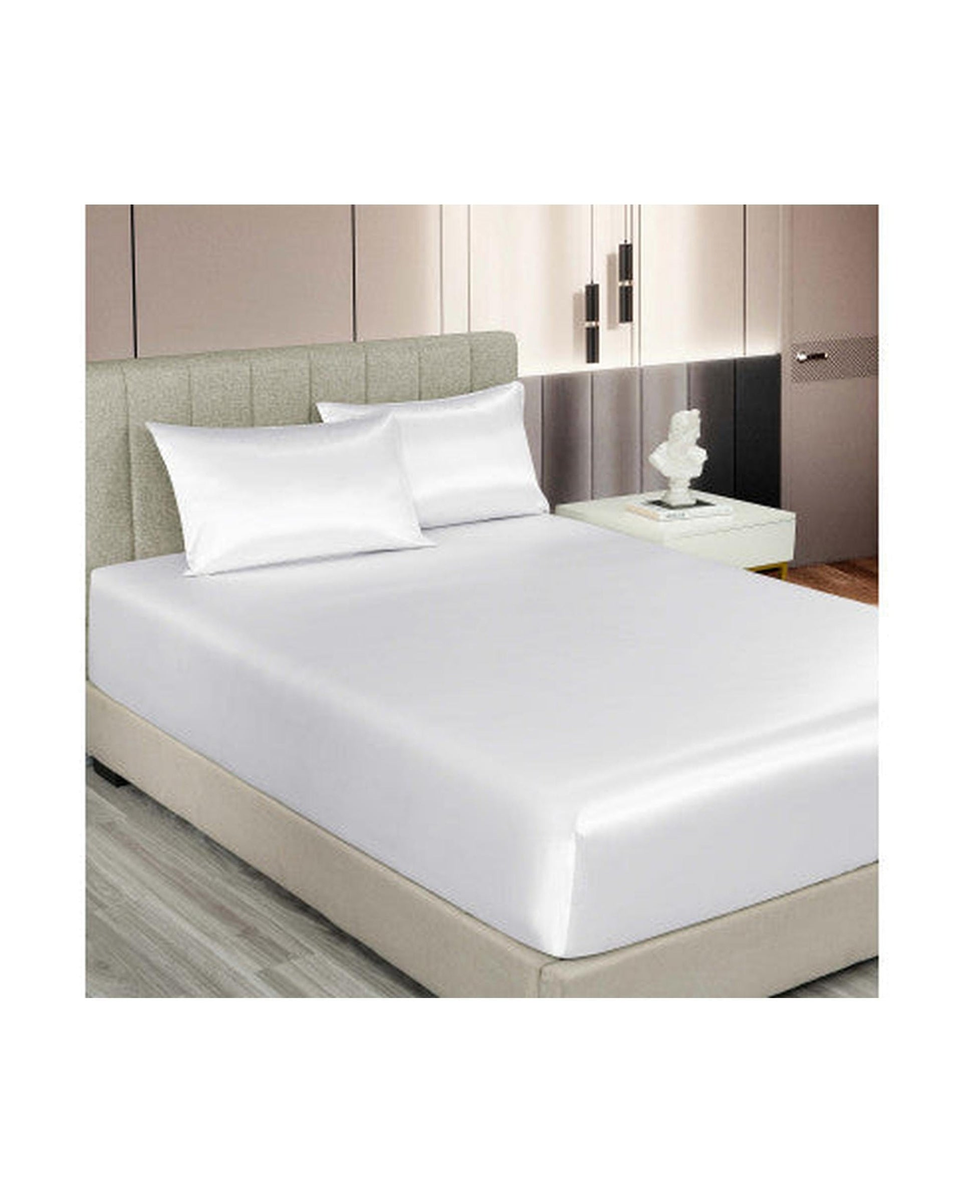 Royal Comfort Bed Sheets Royal Comfort Satin Sheet Set 3 Piece Fitted Flat Sheet Pillowcases - White