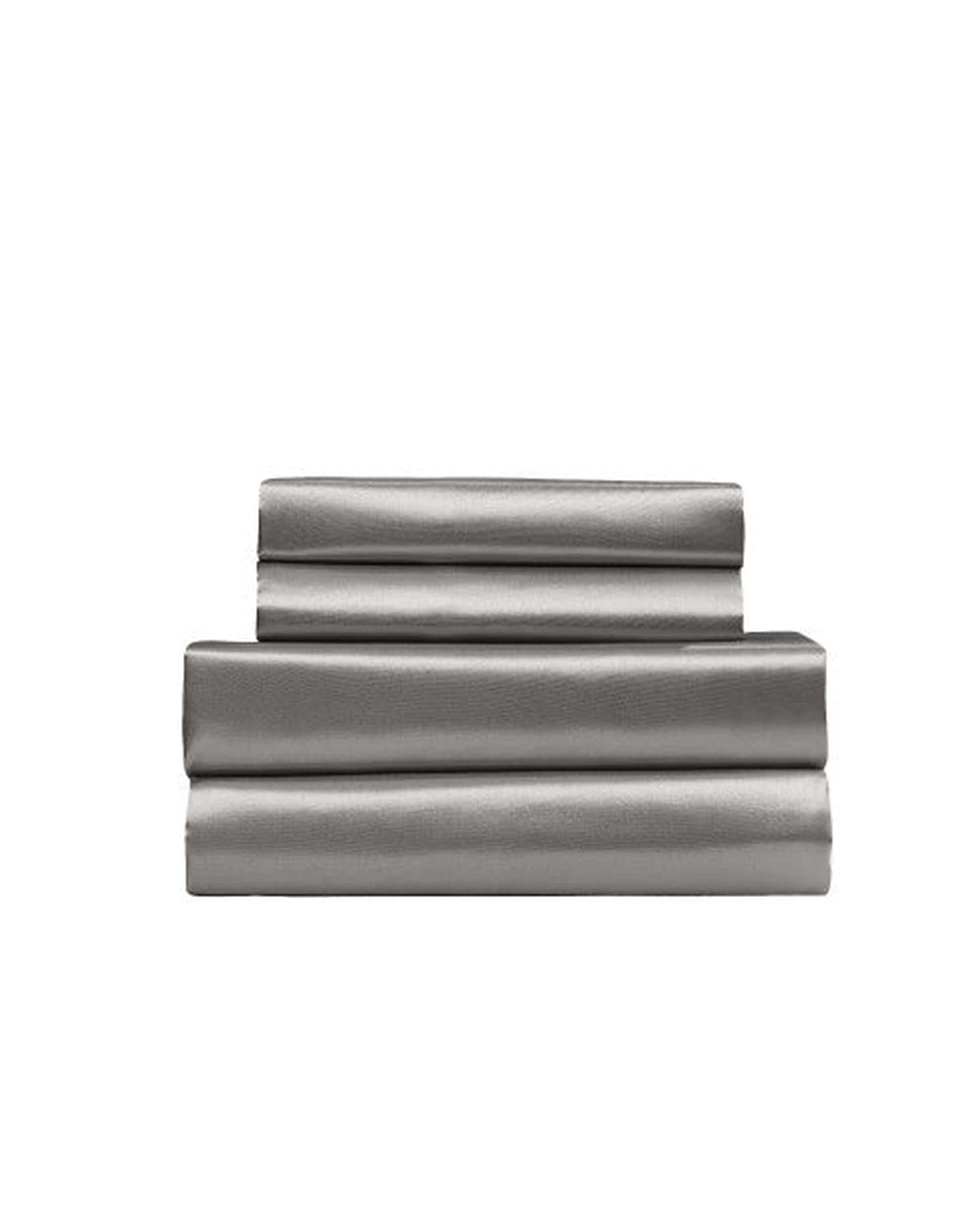 Royal Comfort Bed Sheets Royal Comfort Satin Sheet Set 4 Piece Fitted Flat Sheet Pillowcases - Charcoal