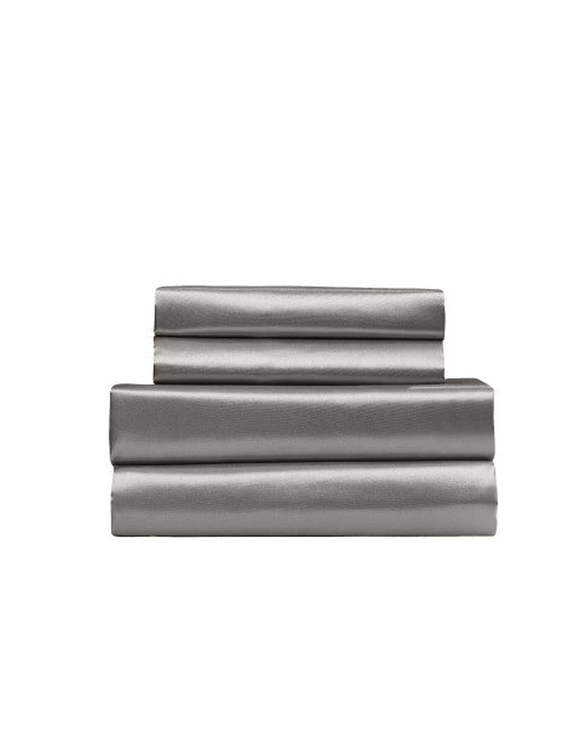 Royal Comfort Bed Sheets Royal Comfort Satin Sheet Set 4 Piece Fitted Flat Sheet Pillowcases - Charcoal