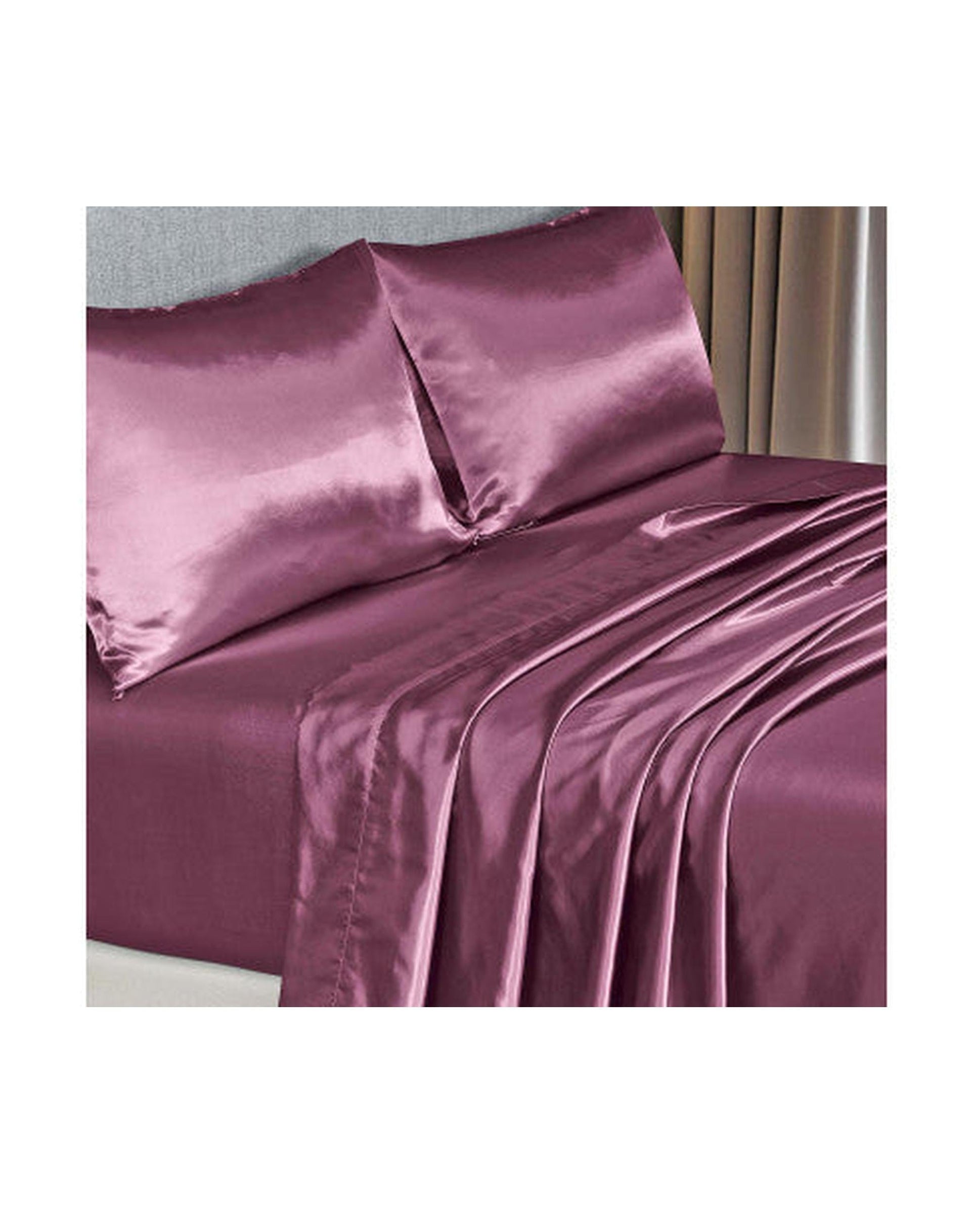Royal Comfort Bed Sheets Royal Comfort Satin Sheet Set 4 Piece Fitted Flat Sheet Pillowcases - Malaga Wine