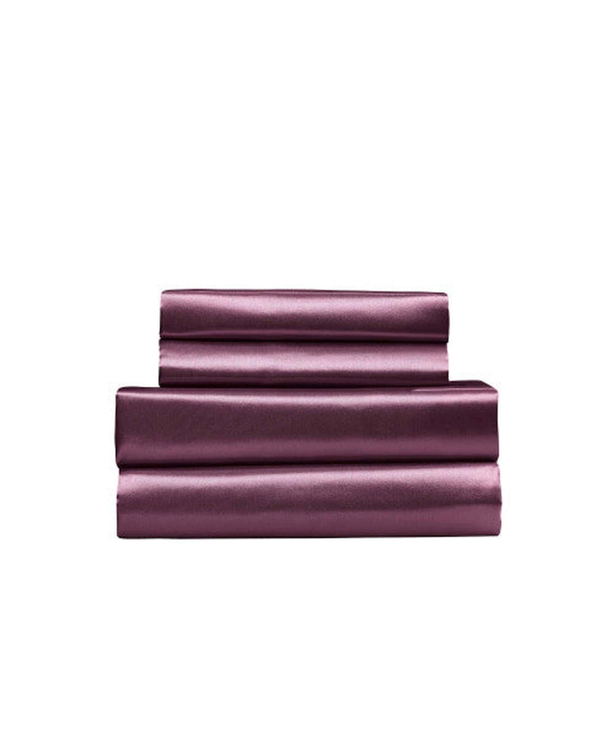 Royal Comfort Bed Sheets Royal Comfort Satin Sheet Set 4 Piece Fitted Flat Sheet Pillowcases - Malaga Wine