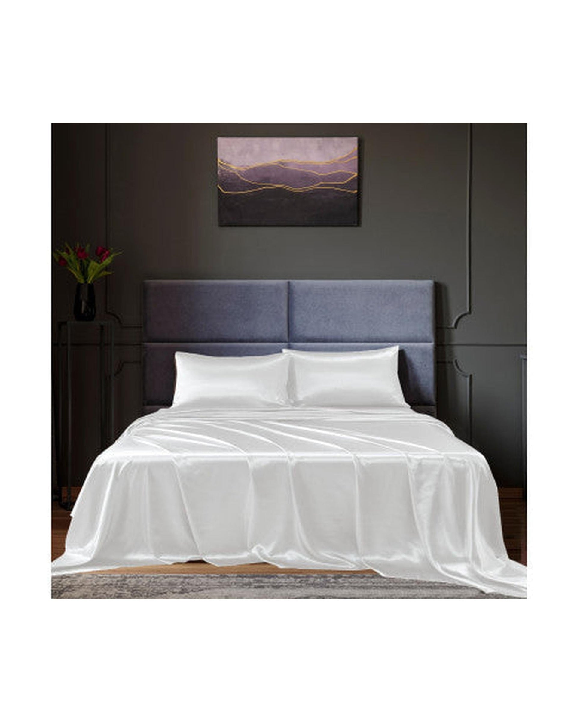 Royal Comfort Bed Sheets Royal Comfort Satin Sheet Set 4 Piece Fitted Flat Sheet Pillowcases - White