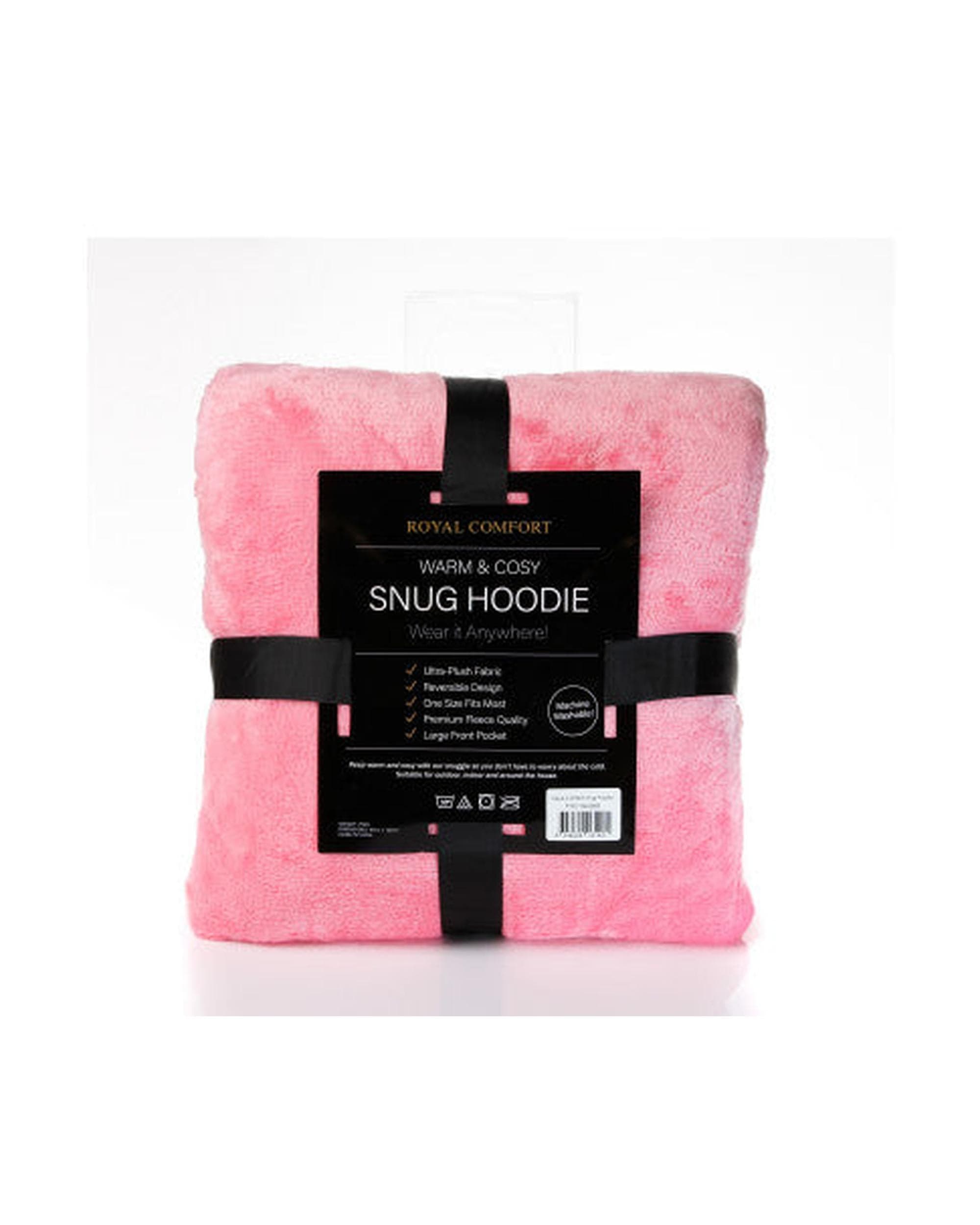 Royal Comfort Pajamas Royal Comfort Snug Hoodie Nightwear Super Soft Reversible Coral Fleece 750GSM One Size Pink