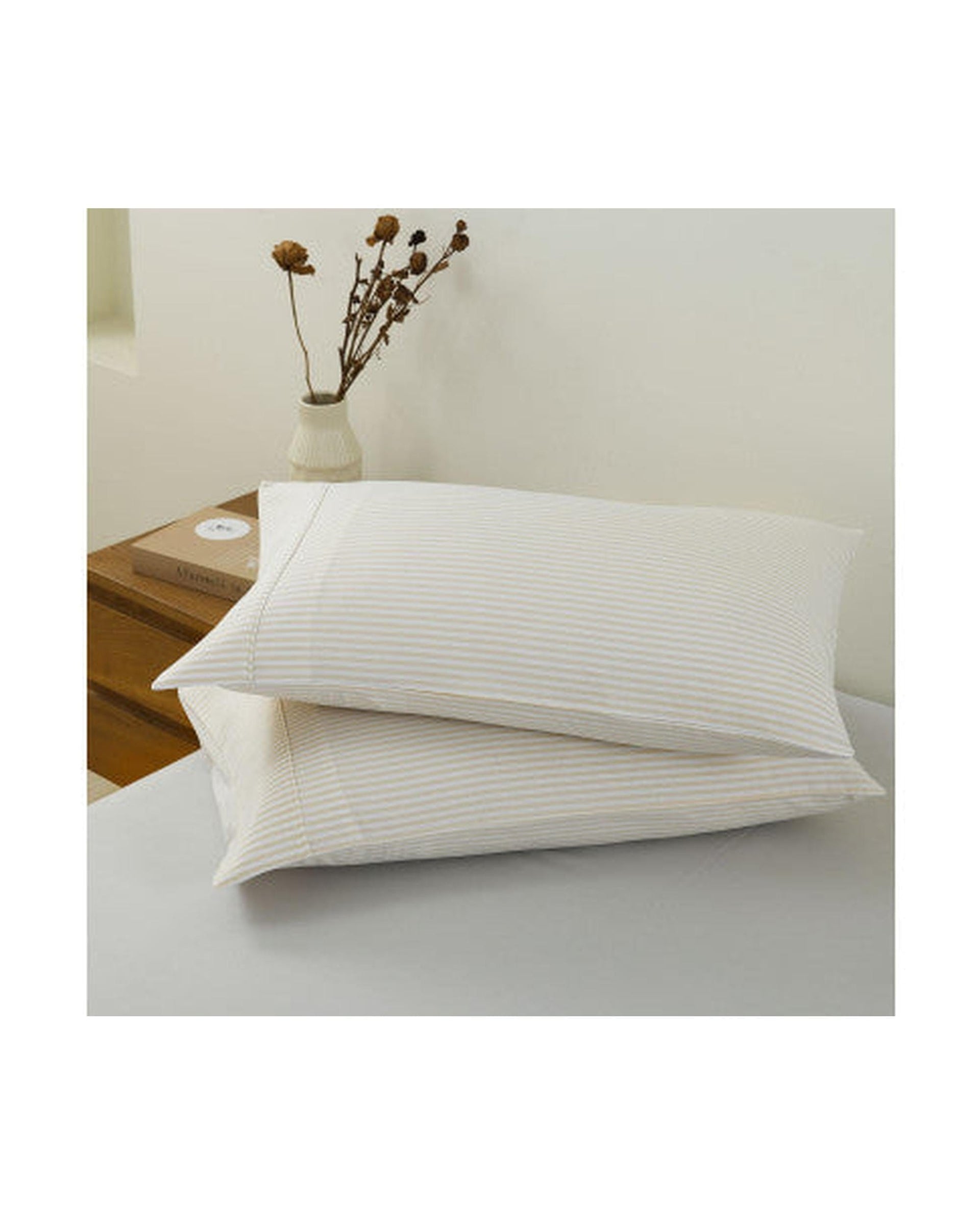 Royal Comfort Quilt Cover Royal Comfort Striped Flax Linen Blend Quilt Cover Set Soft Touch Bedding - Beige
