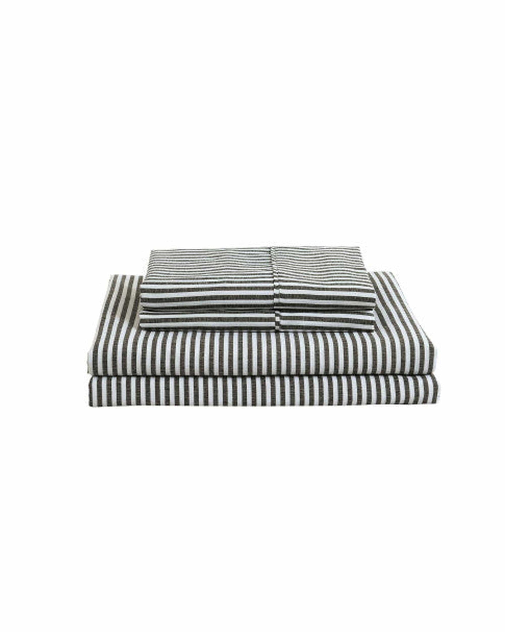 Royal Comfort Quilt Cover Royal Comfort Striped Flax Linen Blend Quilt Cover Set Soft Touch Bedding - Charcoal