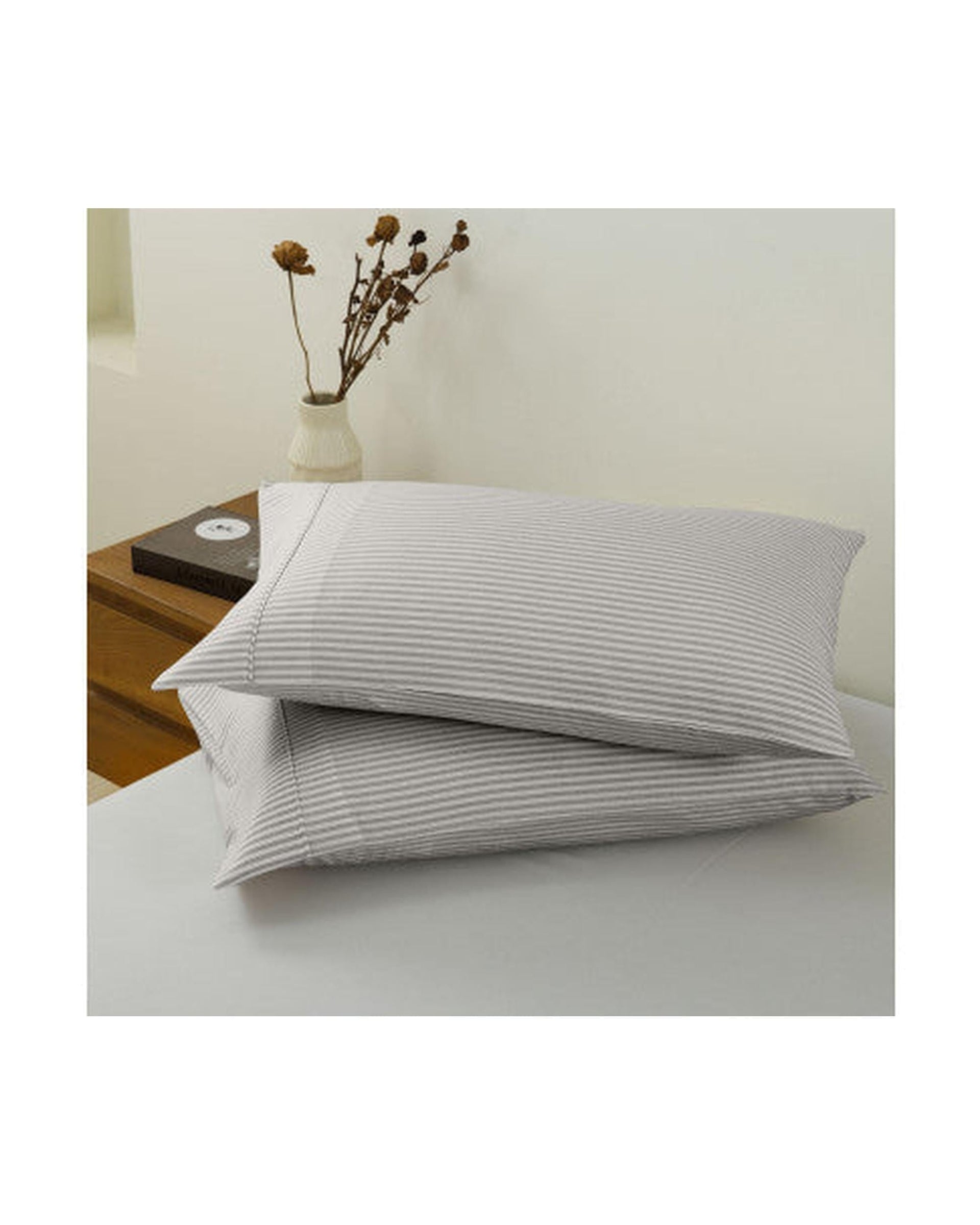 Royal Comfort Quilt Cover Royal Comfort Striped Flax Linen Blend Quilt Cover Set Soft Touch Bedding - Grey