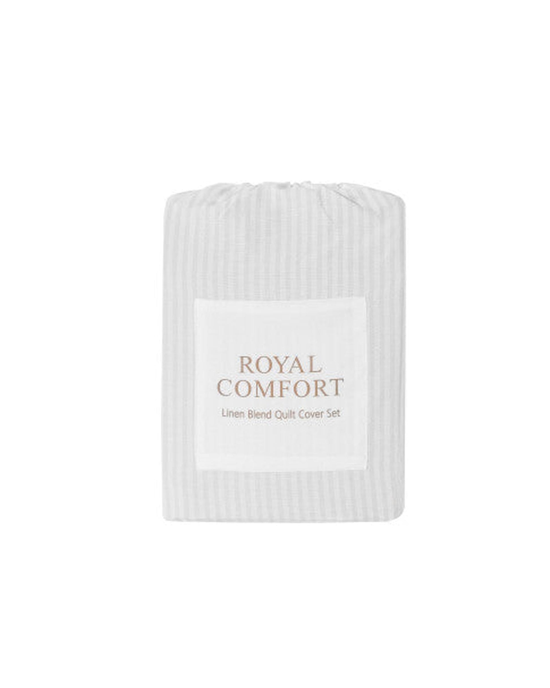 Royal Comfort Quilt Cover Royal Comfort Striped Flax Linen Blend Quilt Cover Set Soft Touch Bedding - Grey