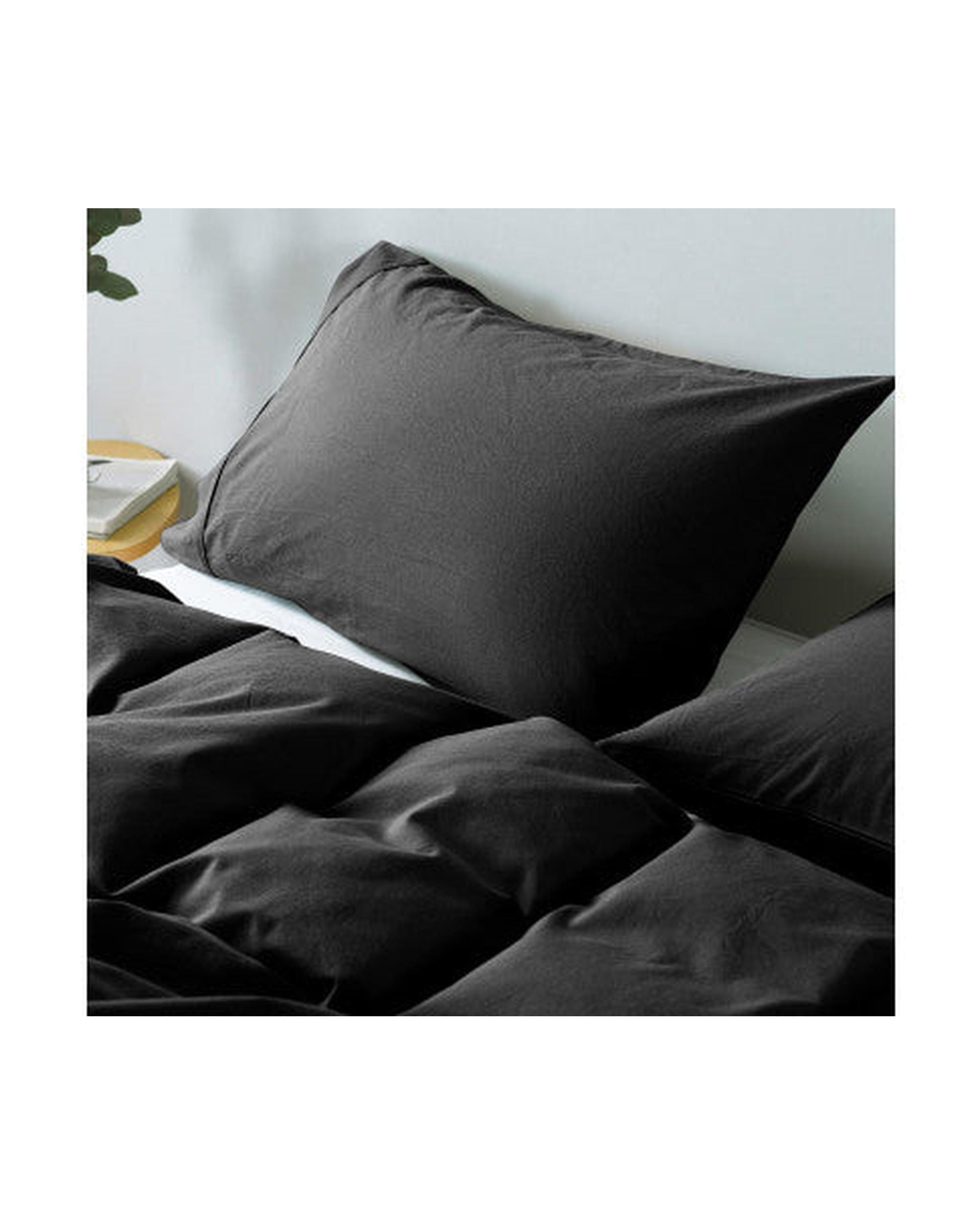 Royal Comfort Quilt Cover Royal Comfort Vintage Washed 100% Cotton Quilt Cover Set Bedding Ultra Soft - Charcoal
