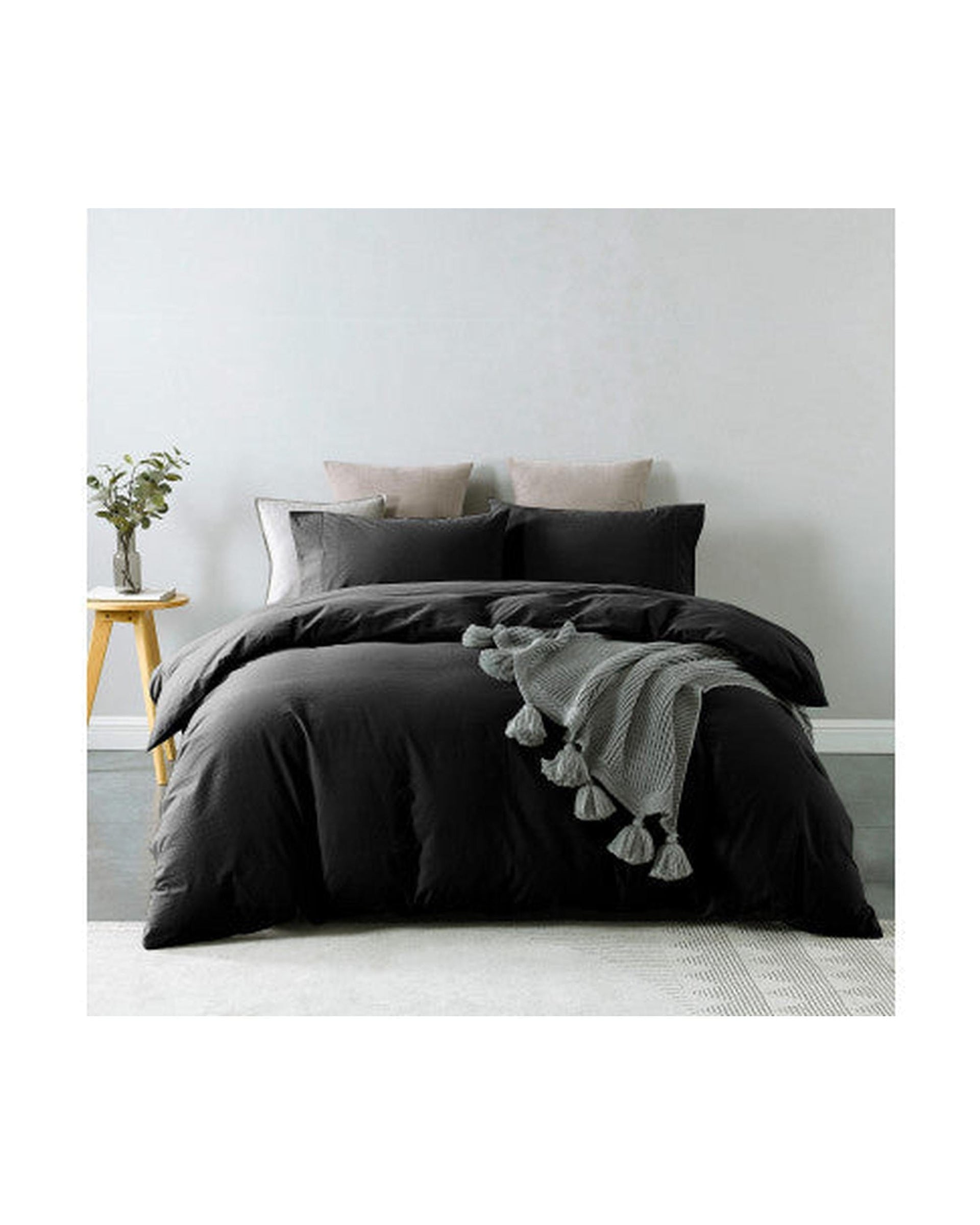 Royal Comfort Quilt Cover Royal Comfort Vintage Washed 100% Cotton Quilt Cover Set Bedding Ultra Soft - Charcoal