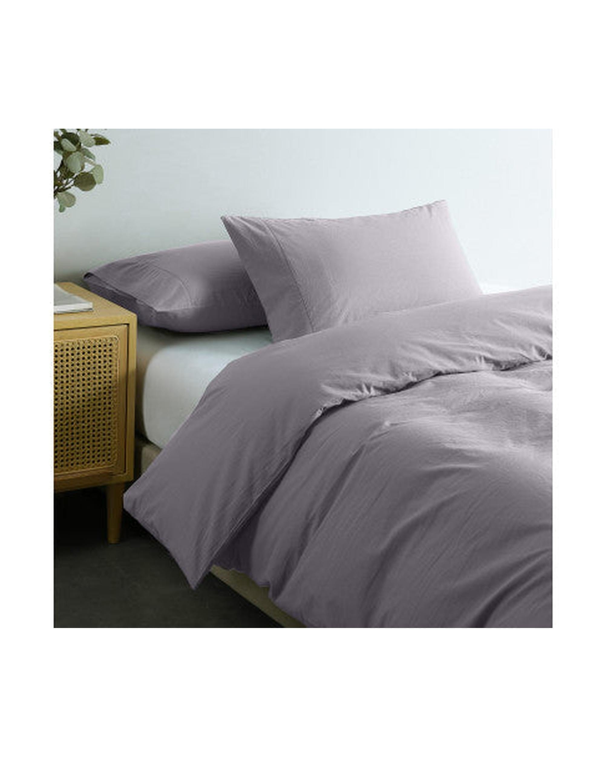 Royal Comfort Quilt Cover Royal Comfort Vintage Washed 100% Cotton Quilt Cover Set Bedding Ultra Soft - Grey