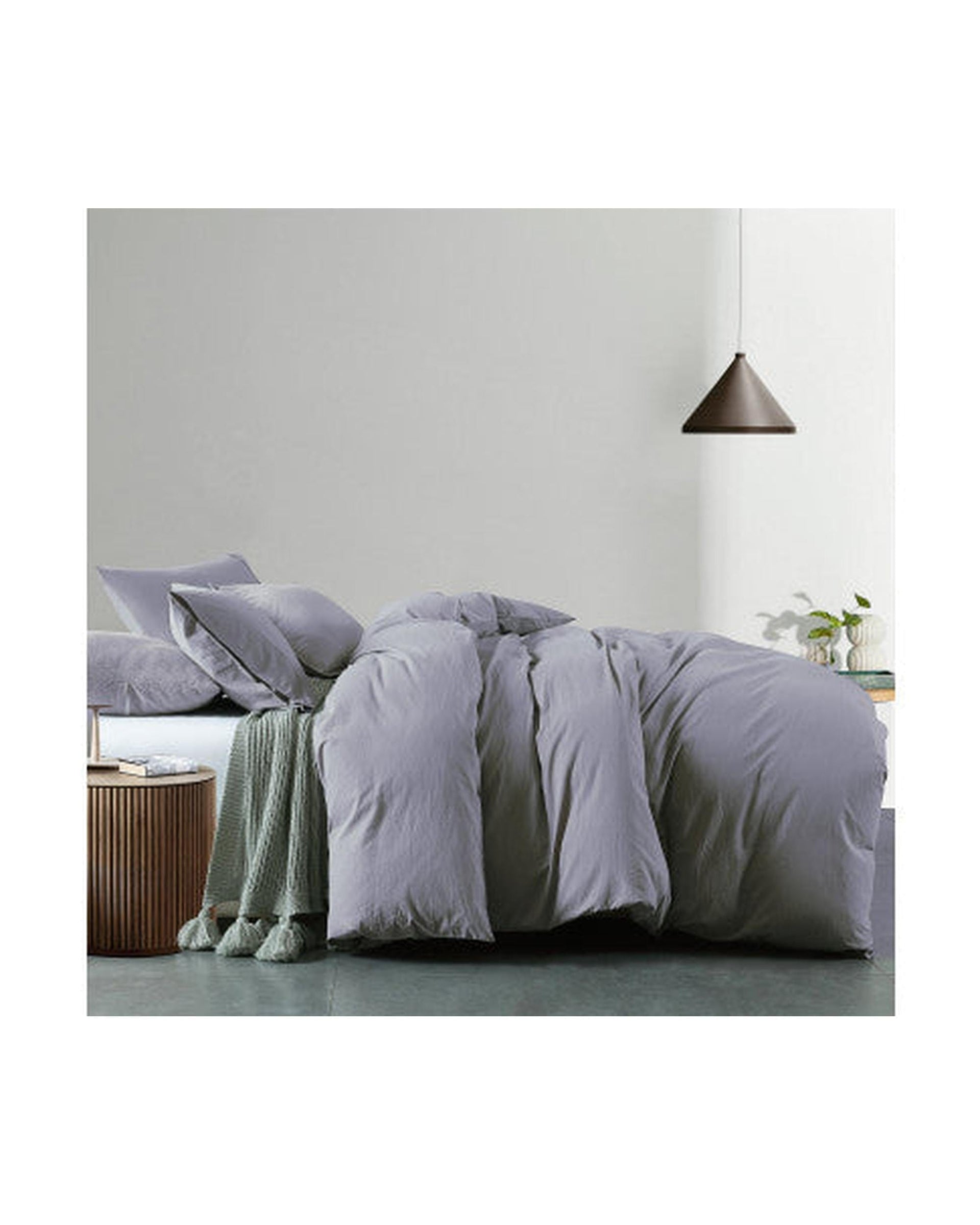 Royal Comfort Quilt Cover Royal Comfort Vintage Washed 100% Cotton Quilt Cover Set Bedding Ultra Soft - Grey