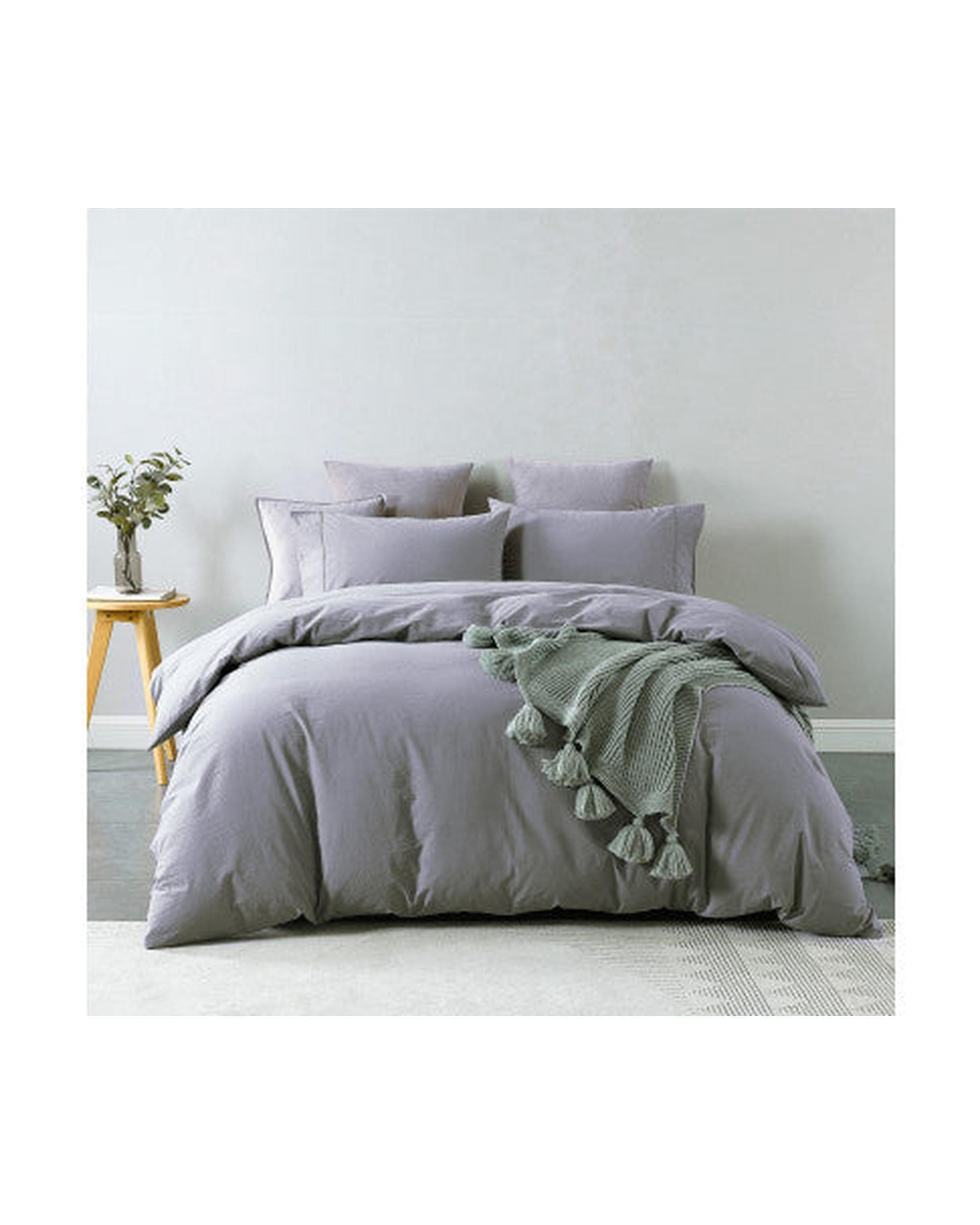 Royal Comfort Quilt Cover Royal Comfort Vintage Washed 100% Cotton Quilt Cover Set Bedding Ultra Soft - Grey