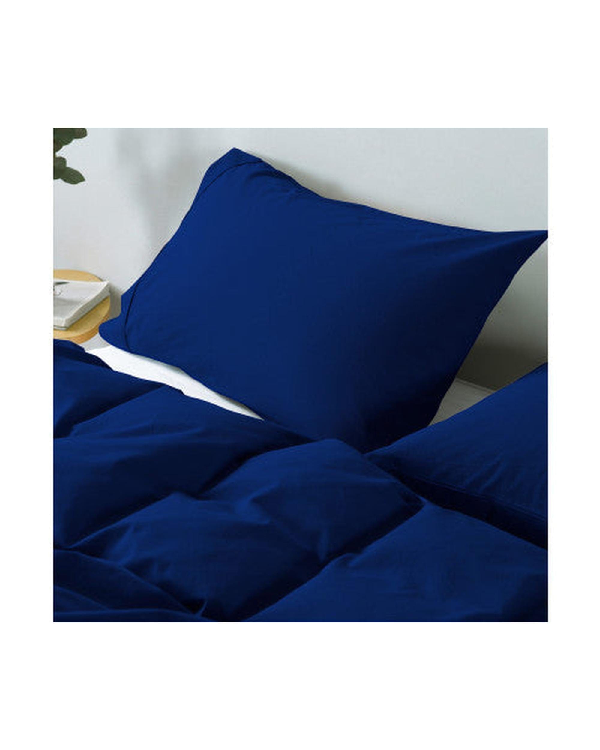 Royal Comfort Quilt Cover Royal Comfort Vintage Washed 100% Cotton Quilt Cover Set Bedding Ultra Soft - Royal Blue