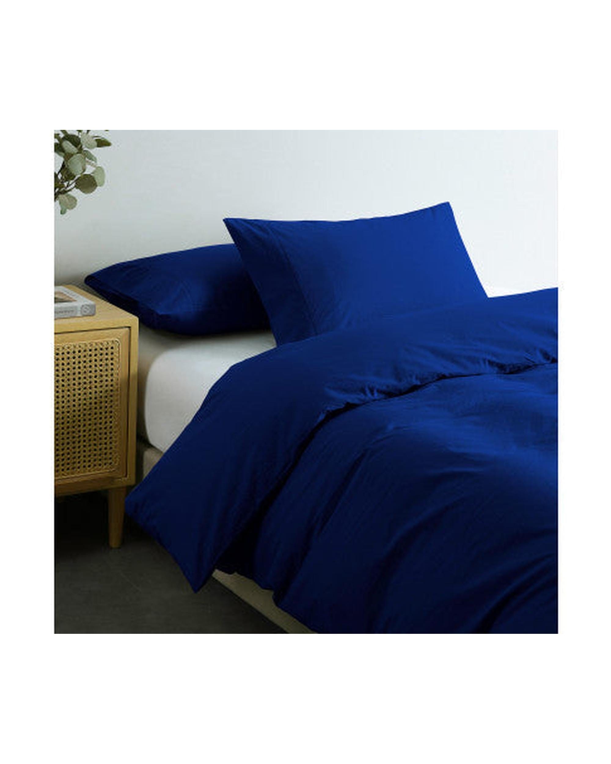 Royal Comfort Quilt Cover Royal Comfort Vintage Washed 100% Cotton Quilt Cover Set Bedding Ultra Soft - Royal Blue