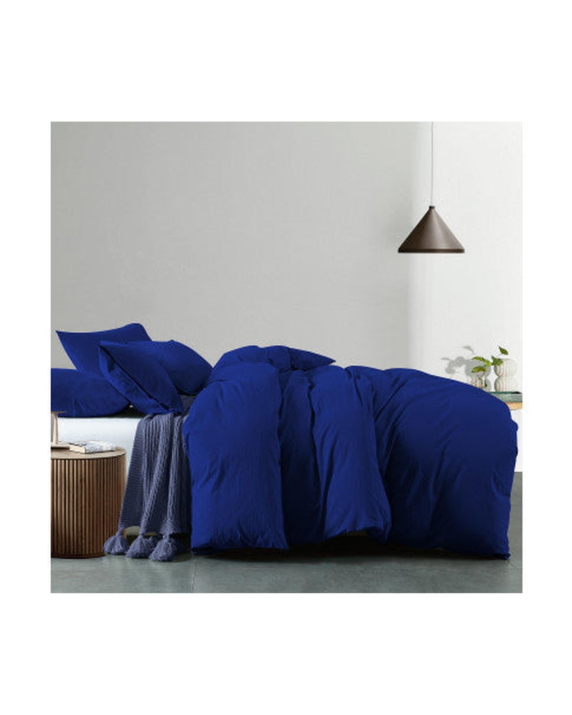 Royal Comfort Quilt Cover Royal Comfort Vintage Washed 100% Cotton Quilt Cover Set Bedding Ultra Soft - Royal Blue