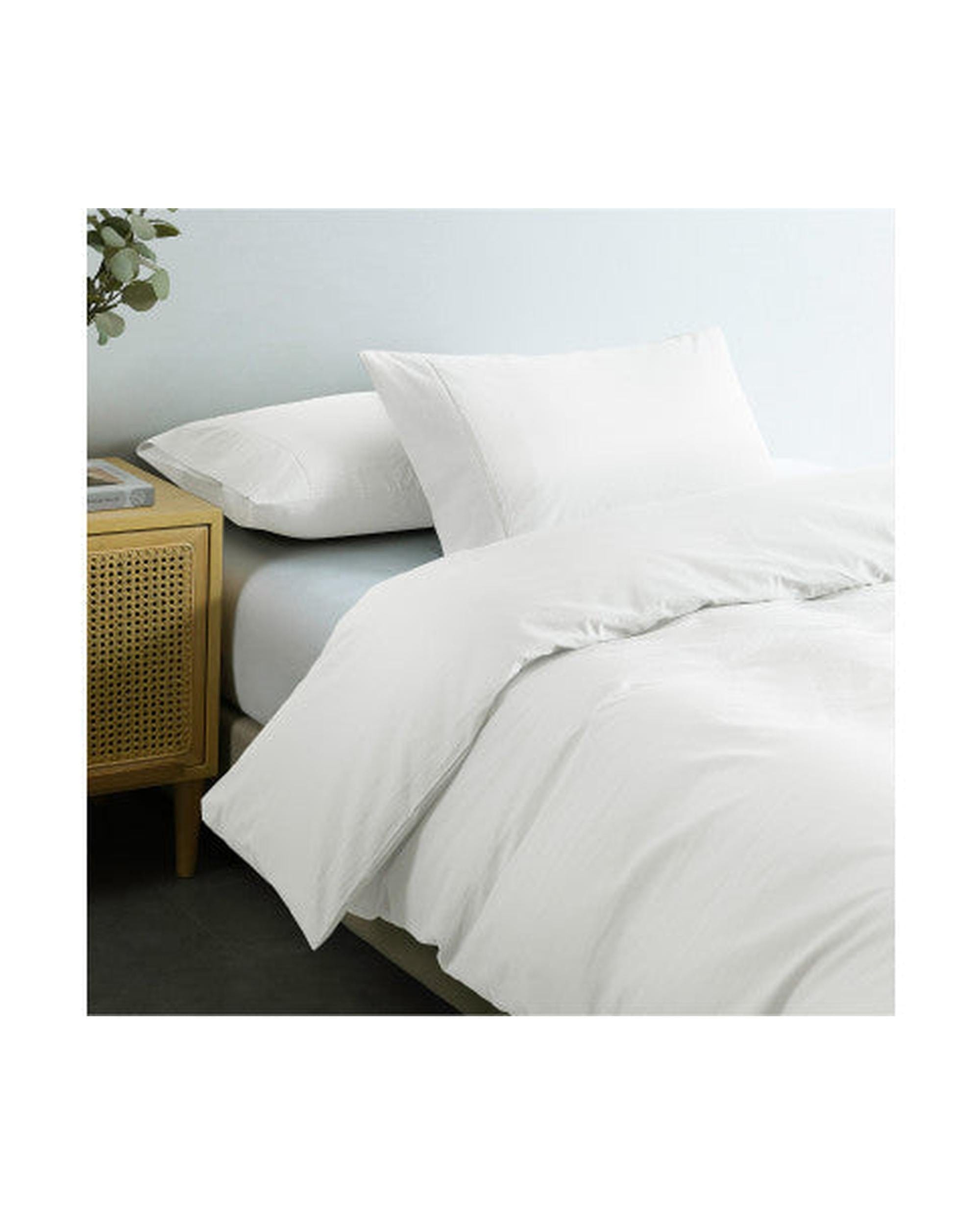 Royal Comfort Quilt Cover Royal Comfort Vintage Washed 100% Cotton Quilt Cover Set Bedding Ultra Soft - White