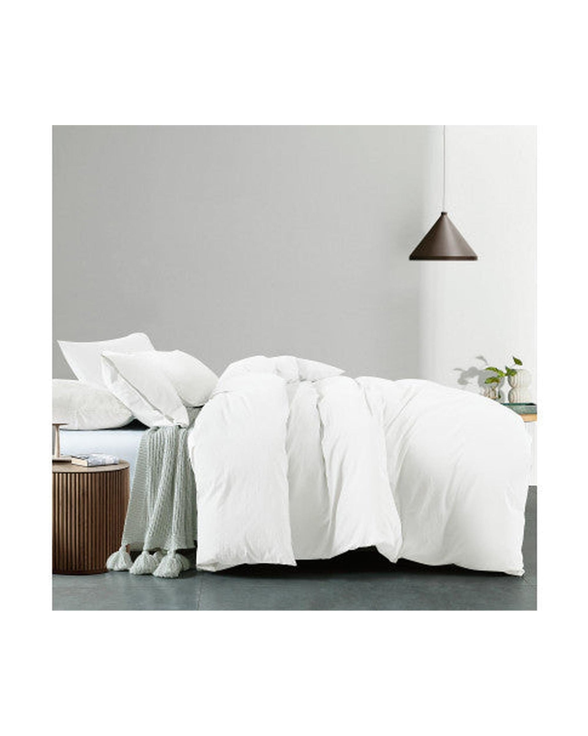 Royal Comfort Quilt Cover Royal Comfort Vintage Washed 100% Cotton Quilt Cover Set Bedding Ultra Soft - White