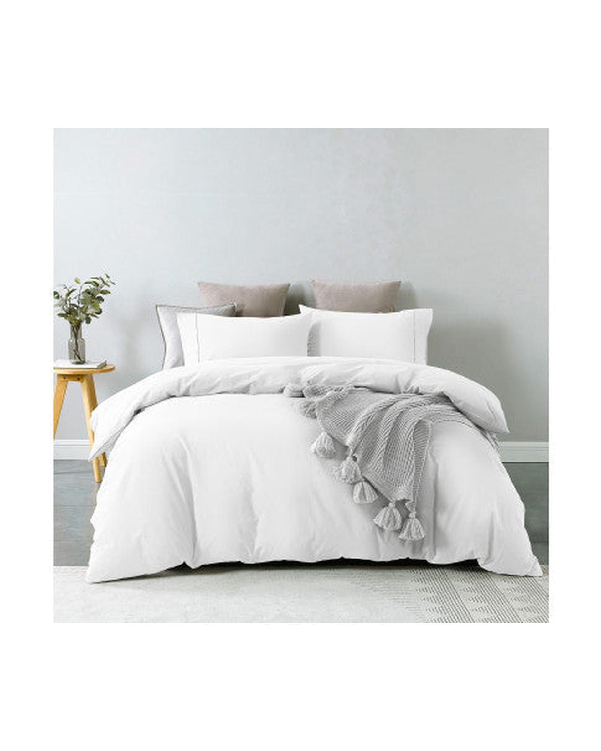 Royal Comfort Quilt Cover Royal Comfort Vintage Washed 100% Cotton Quilt Cover Set Bedding Ultra Soft - White
