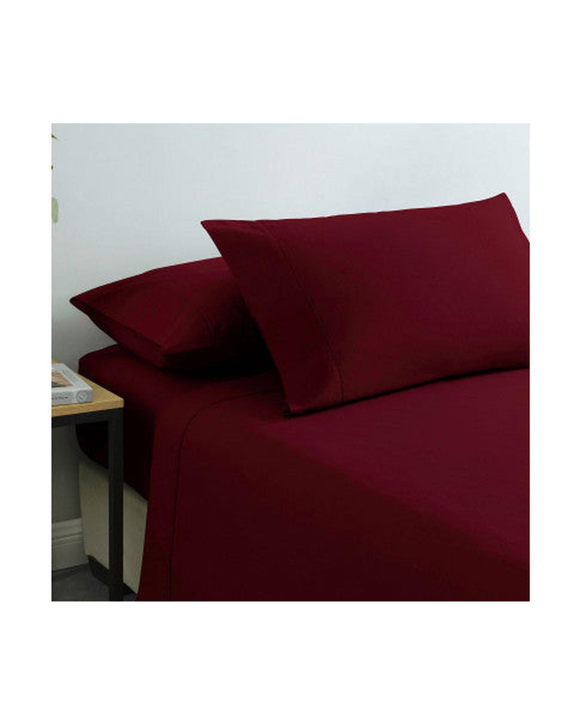 Royal Comfort Bed Sheets Royal Comfort Vintage Washed 100% Cotton Sheet Set Fitted Flat Sheet Pillowcases - MULLED WINE