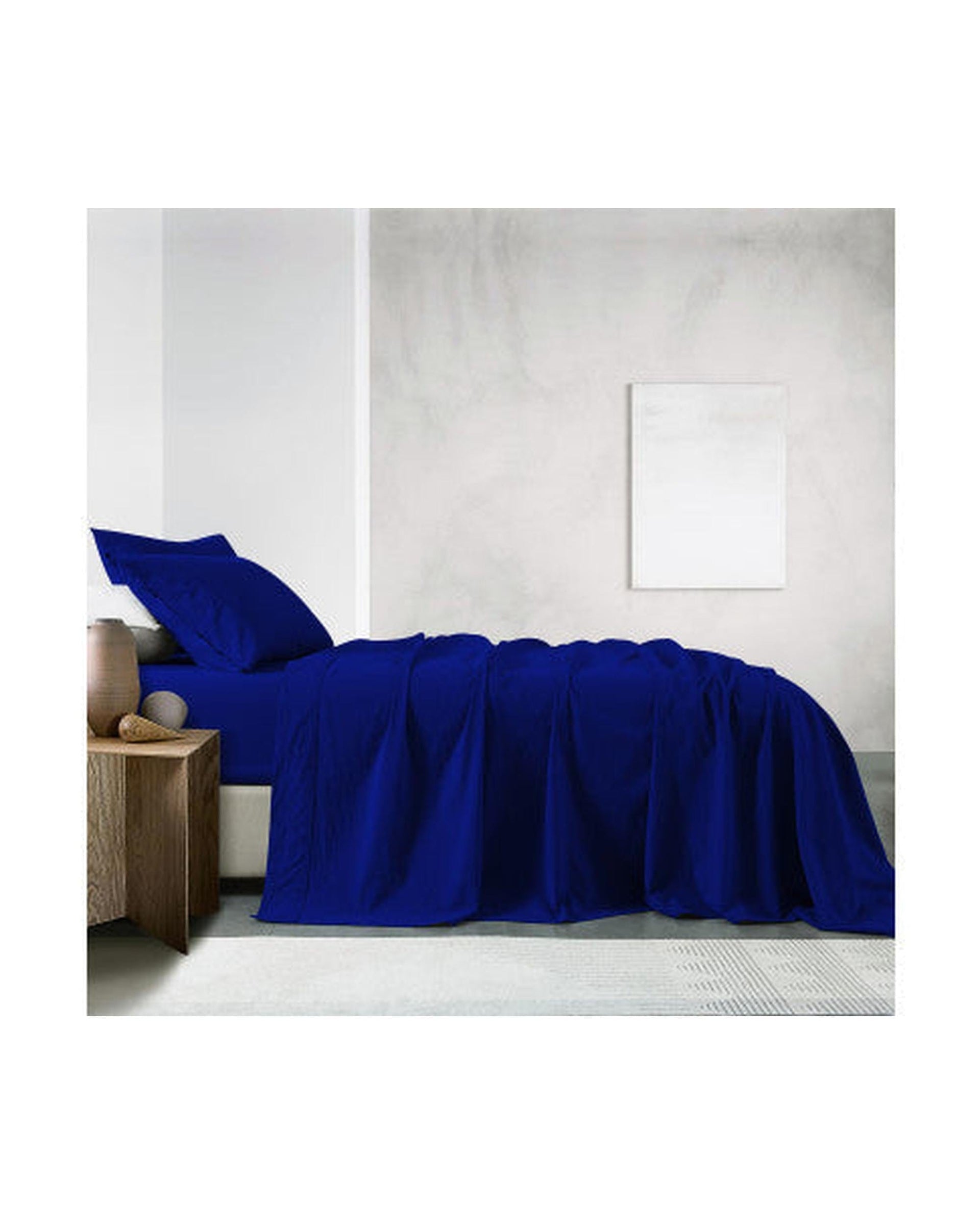 Royal Comfort Bed Sheets Royal Comfort Vintage Washed 100% Cotton Sheet Set Fitted Flat Sheet Pillowcases - ROYAL BLUE