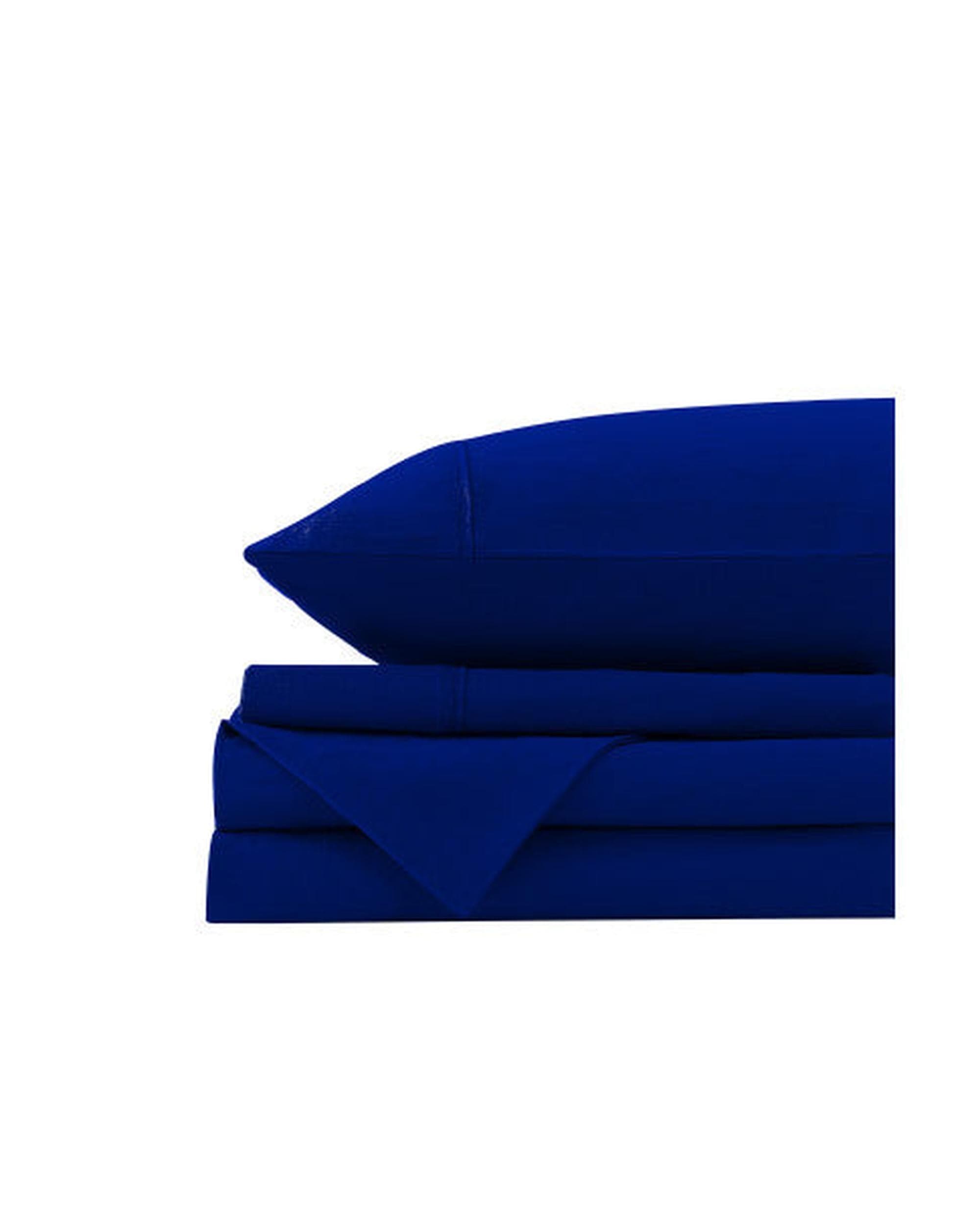 Royal Comfort Bed Sheets Royal Comfort Vintage Washed 100% Cotton Sheet Set Fitted Flat Sheet Pillowcases - ROYAL BLUE