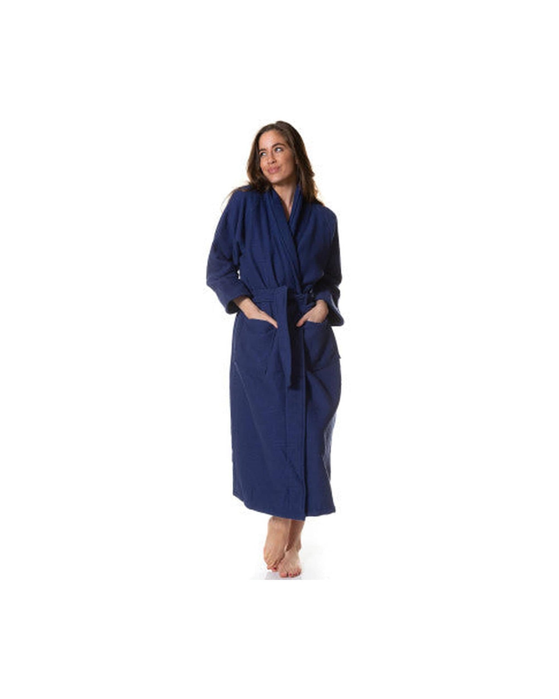 Royal Comfort Pajamas Small / Navy Royal Comfort 100% Cotton Bathrobe Waffle Unisex Ultra Soft Absorbent Durable