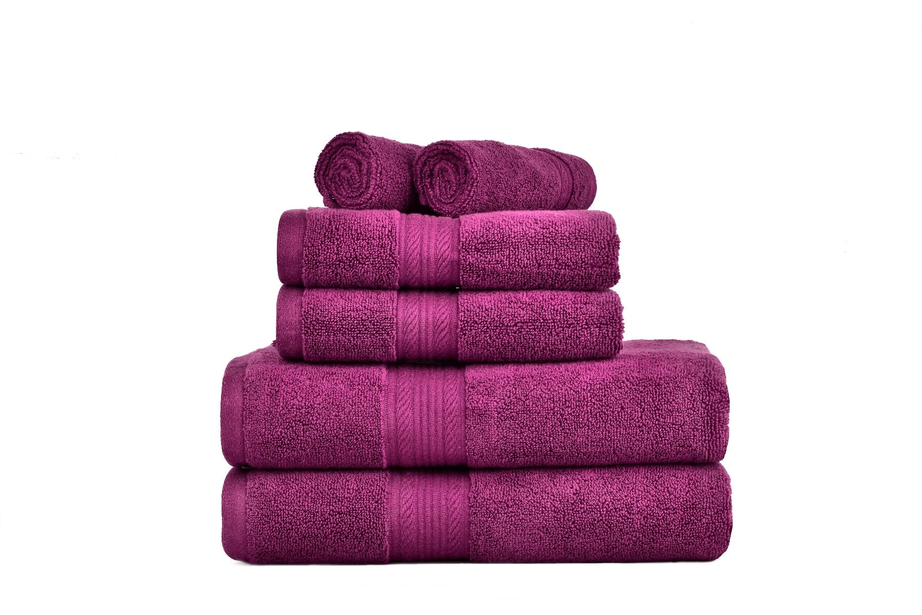 Amelia 500GSM 100% Cotton Towel Set -Single Ply carded 6 Pieces -Dark Purple Amelia