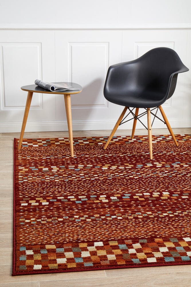 Rug Culture Rugs 230X160CM Oxford Squares Rust Rug