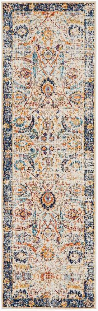 Rug Culture Rugs 300X80CM Evoke Peacock Ivory Transitional Rug