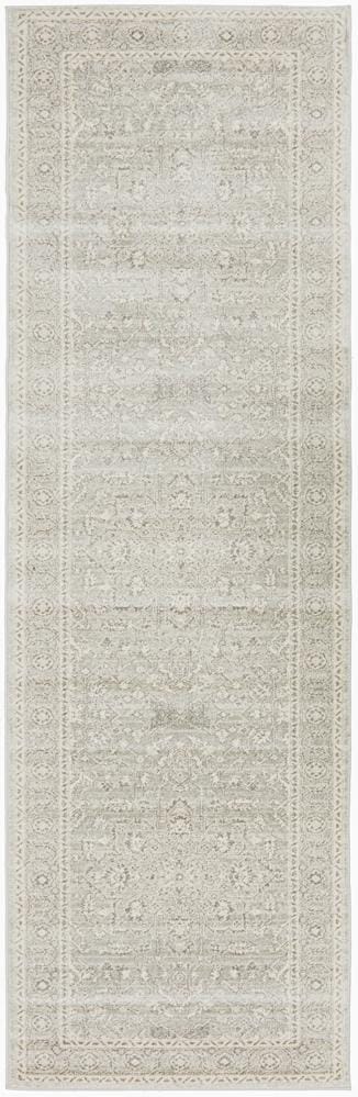 Rug Culture Rugs 300X80CM Evoke Silver Flower Transitional Rug