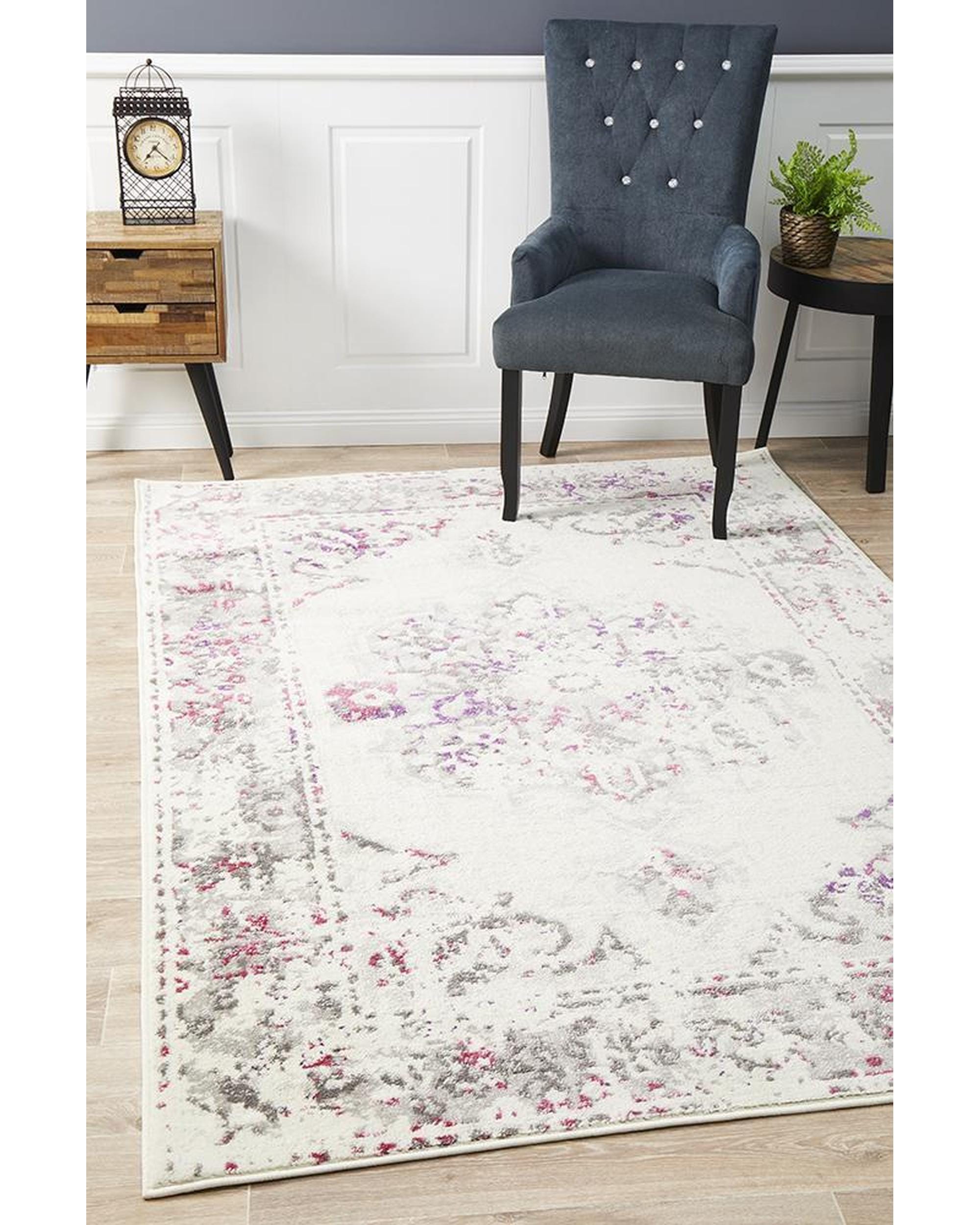 Rug Culture Rugs Alexa Transitional Rug White Pink Grey
