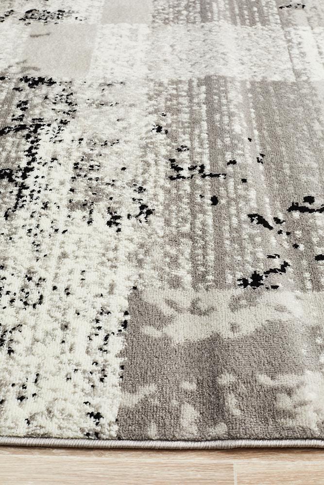Rug Culture Rugs Alicia Modern Distressed Rug Grey Black Silver