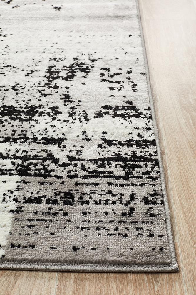 Rug Culture Rugs Alicia Modern Distressed Rug Grey Black Silver