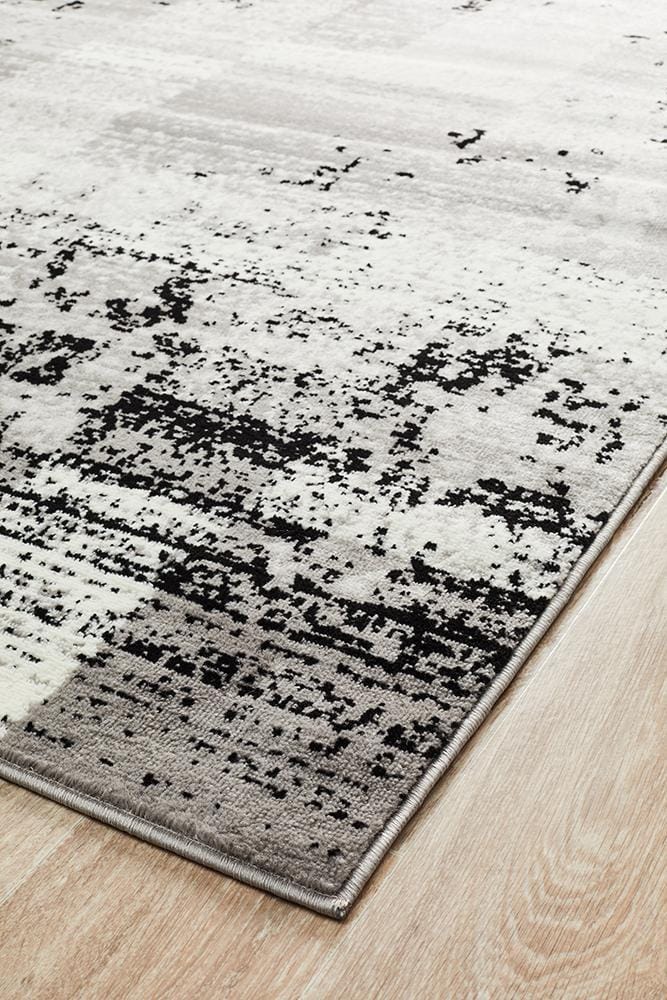 Rug Culture Rugs Alicia Modern Distressed Rug Grey Black Silver