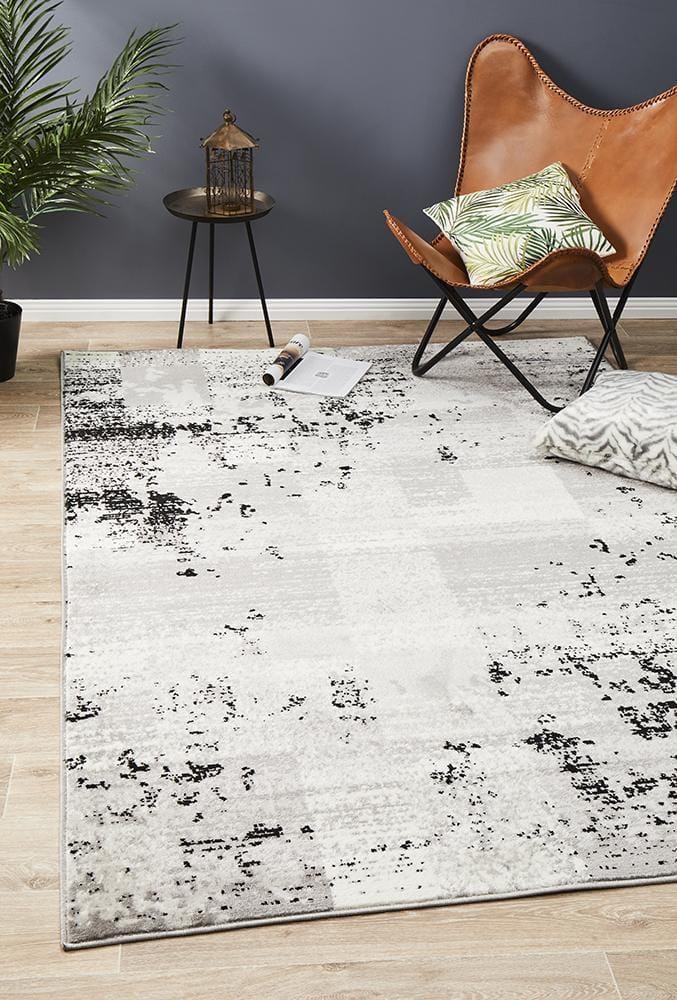 Rug Culture Rugs Alicia Modern Distressed Rug Grey Black Silver