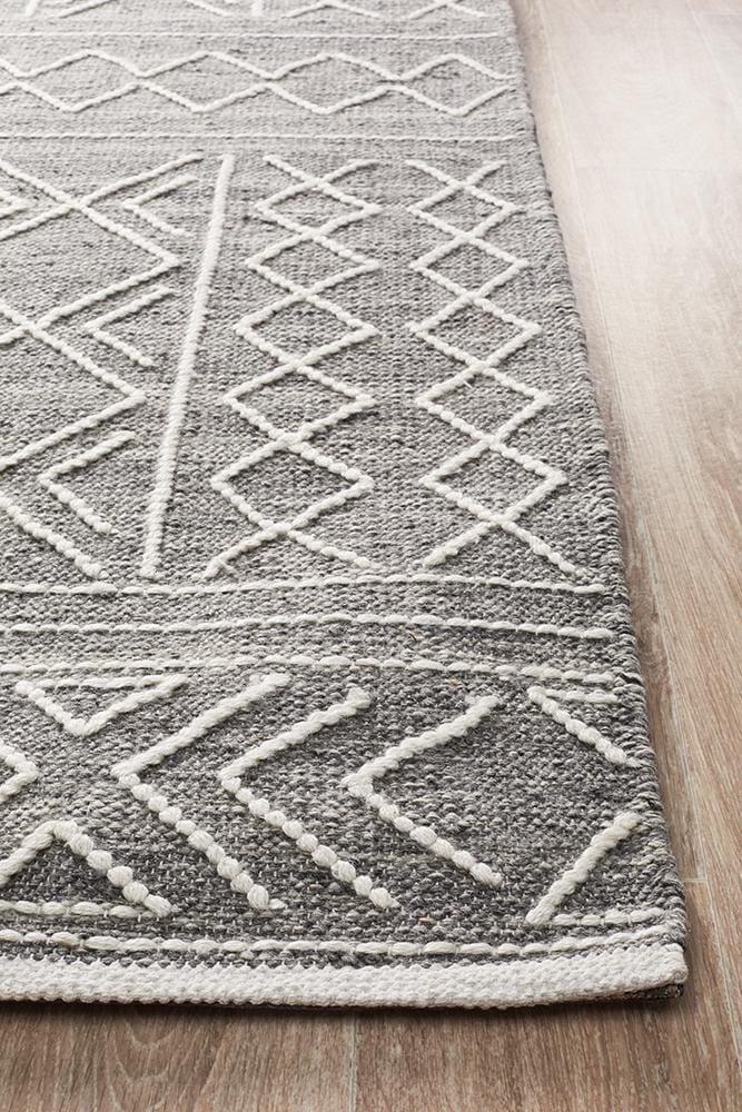 Rug Culture Rugs Arya Stitch Woven Rug Silver Grey