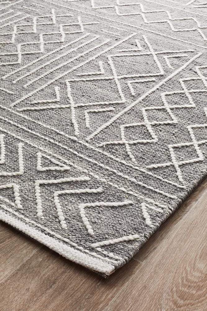 Rug Culture Rugs Arya Stitch Woven Rug Silver Grey