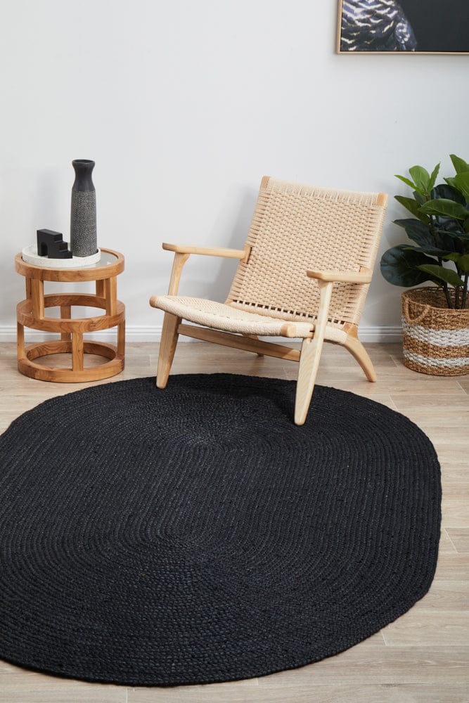 RUG CULTURE Rugs Bondi Black Oval Rug