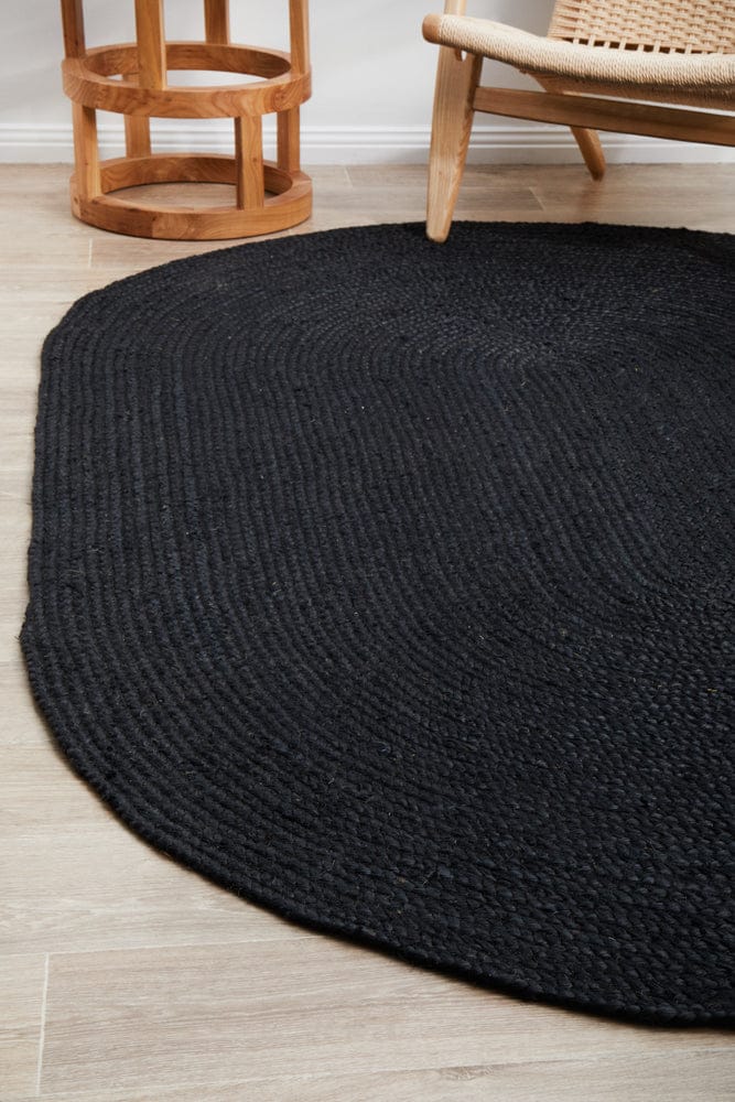RUG CULTURE Rugs Bondi Black Oval Rug