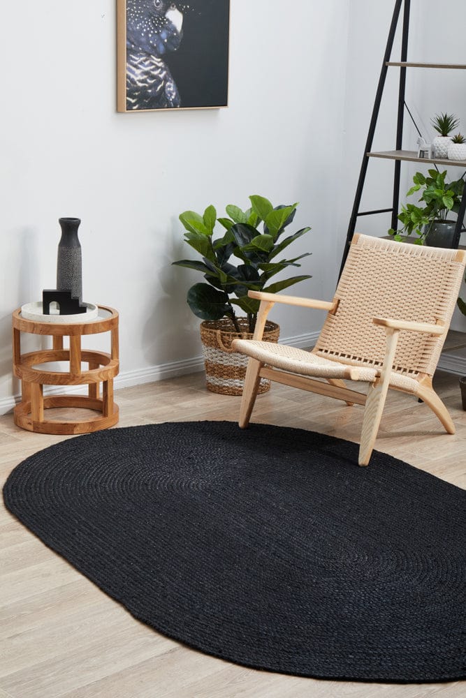 RUG CULTURE Rugs Bondi Black Oval Rug