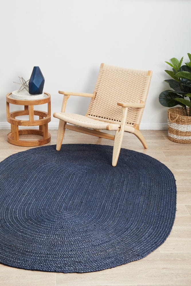 RUG CULTURE Rugs Bondi Navy Oval Rug