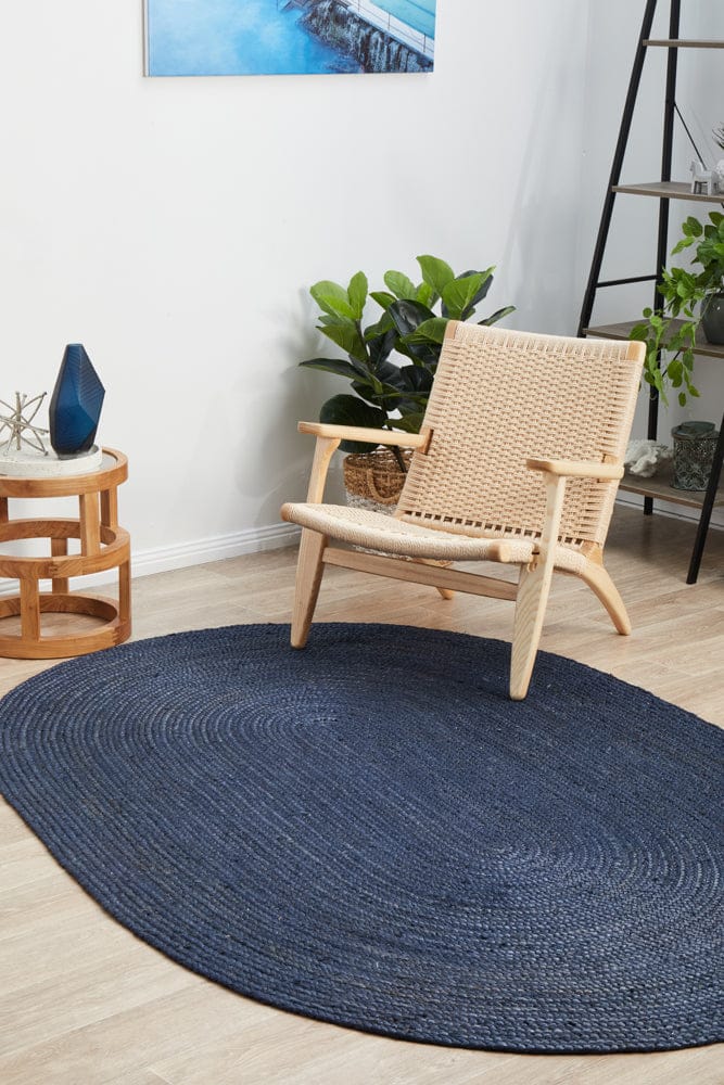 RUG CULTURE Rugs Bondi Navy Oval Rug