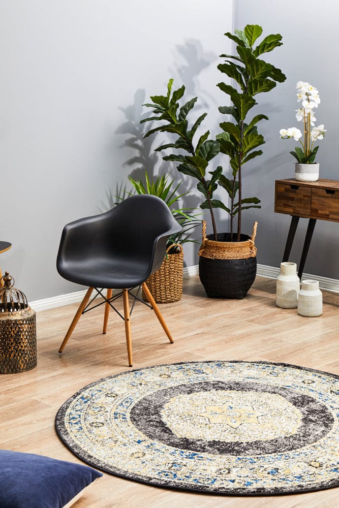 Rug Culture Rugs Century 955 Charcoal Round Rug